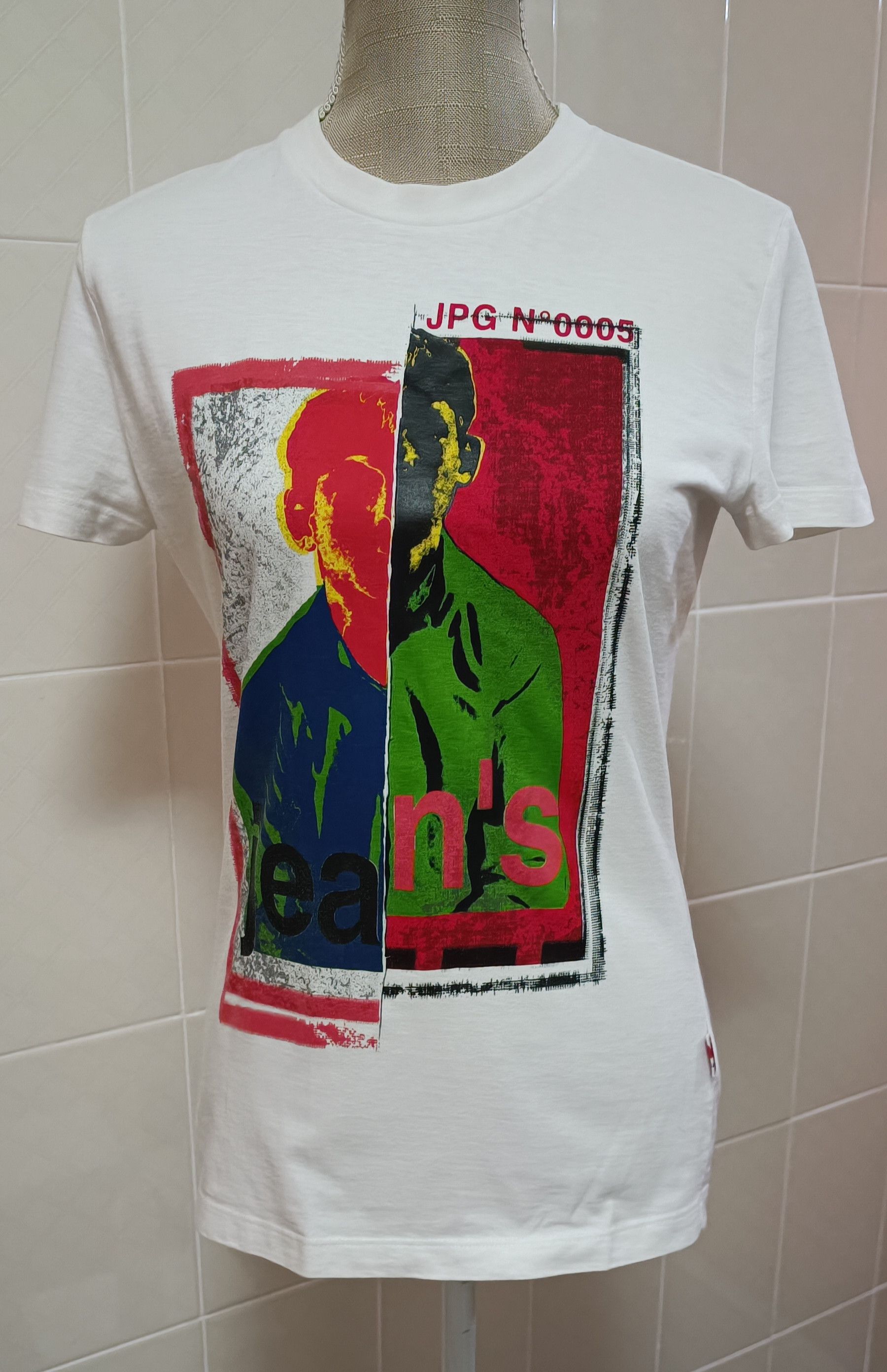 image of Designer Collection x Jean Paul Gaultier 2002 -Jpg Jeans Collection N°5 - Cotton T-Shirt in White, 