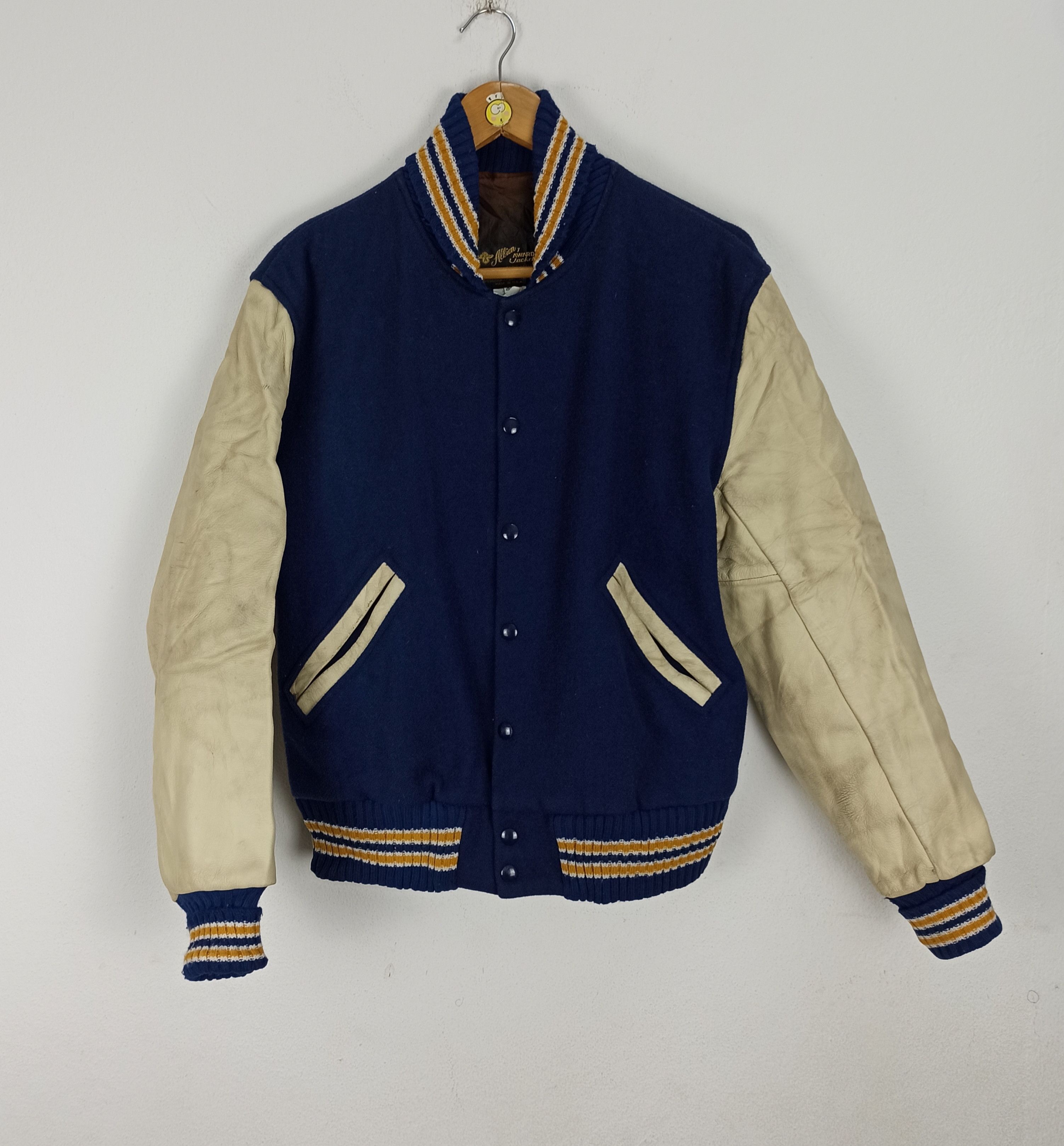 Vintage 🔥Vintage🔥 Allion Award Varsity Jacket Leather Plain USA Size US M / EU 48-50 / 2 - 1 Thumbnail
