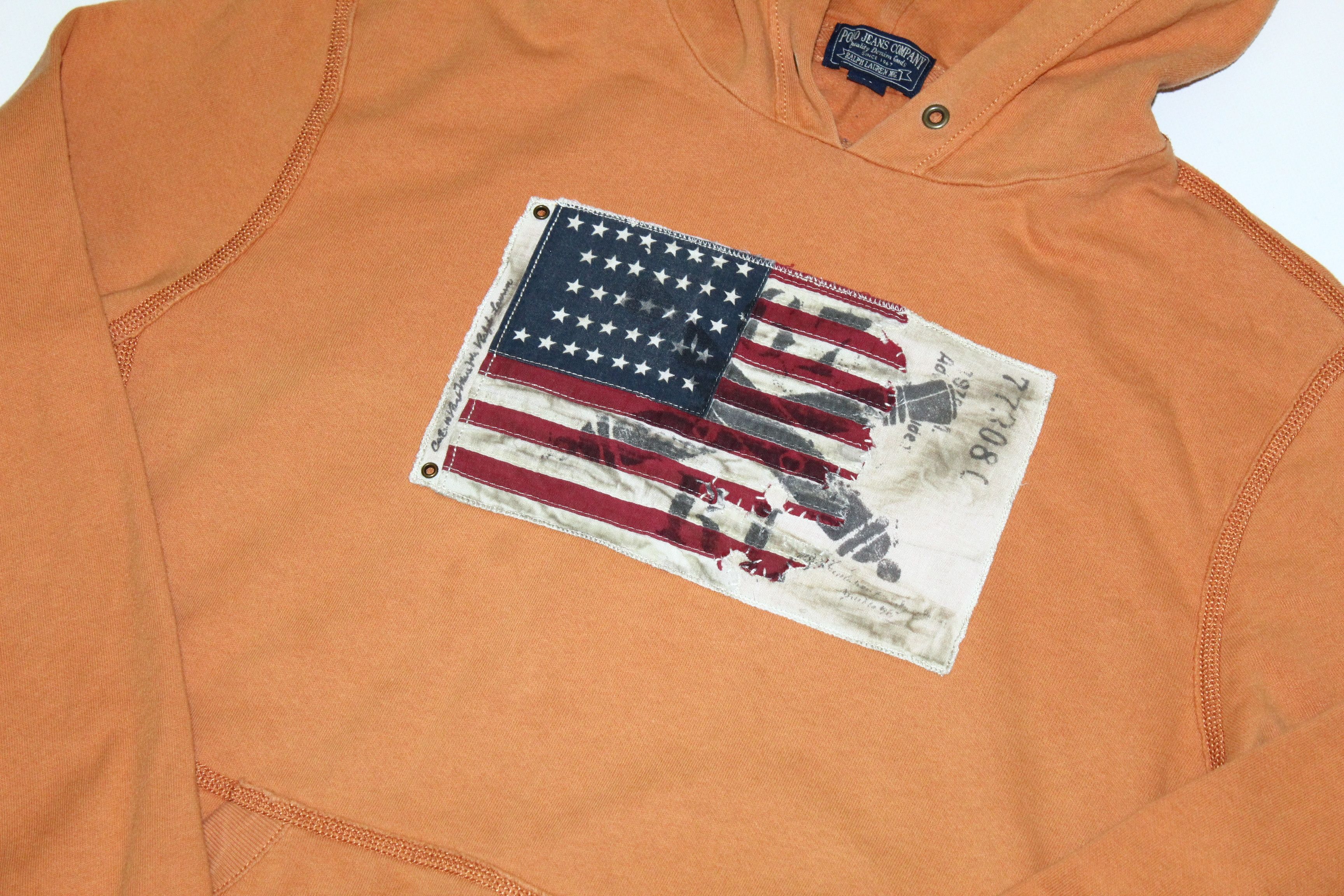 Polo Ralph Lauren 🔥 VTG 🔥 Polo Jeans Co. USA Flag Art Print Baggy Hoodie Size US M / EU 48-50 / 2 - 5 Thumbnail