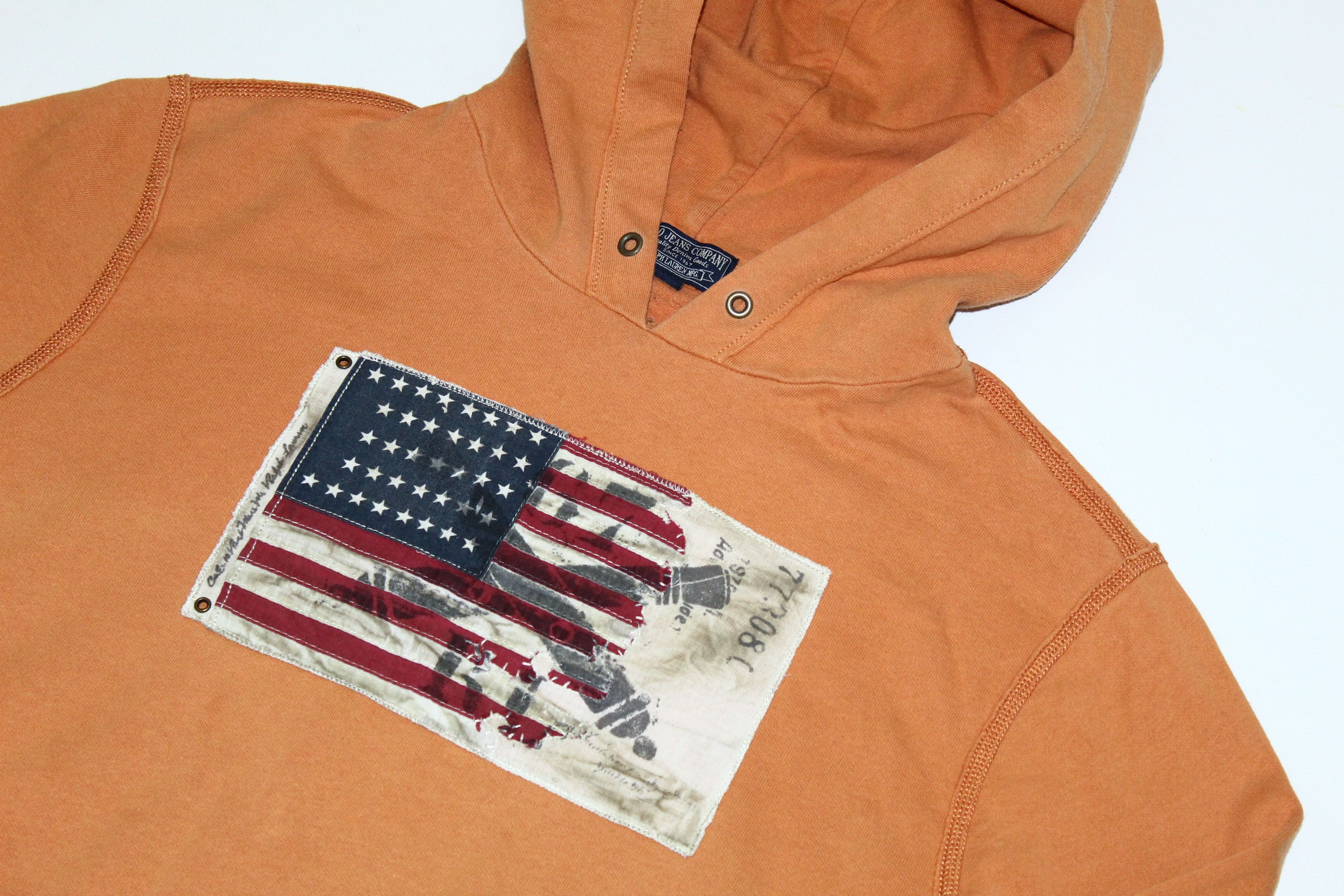 Polo Ralph Lauren 🔥 VTG 🔥 Polo Jeans Co. USA Flag Art Print Baggy Hoodie Size US M / EU 48-50 / 2 - 3 Thumbnail