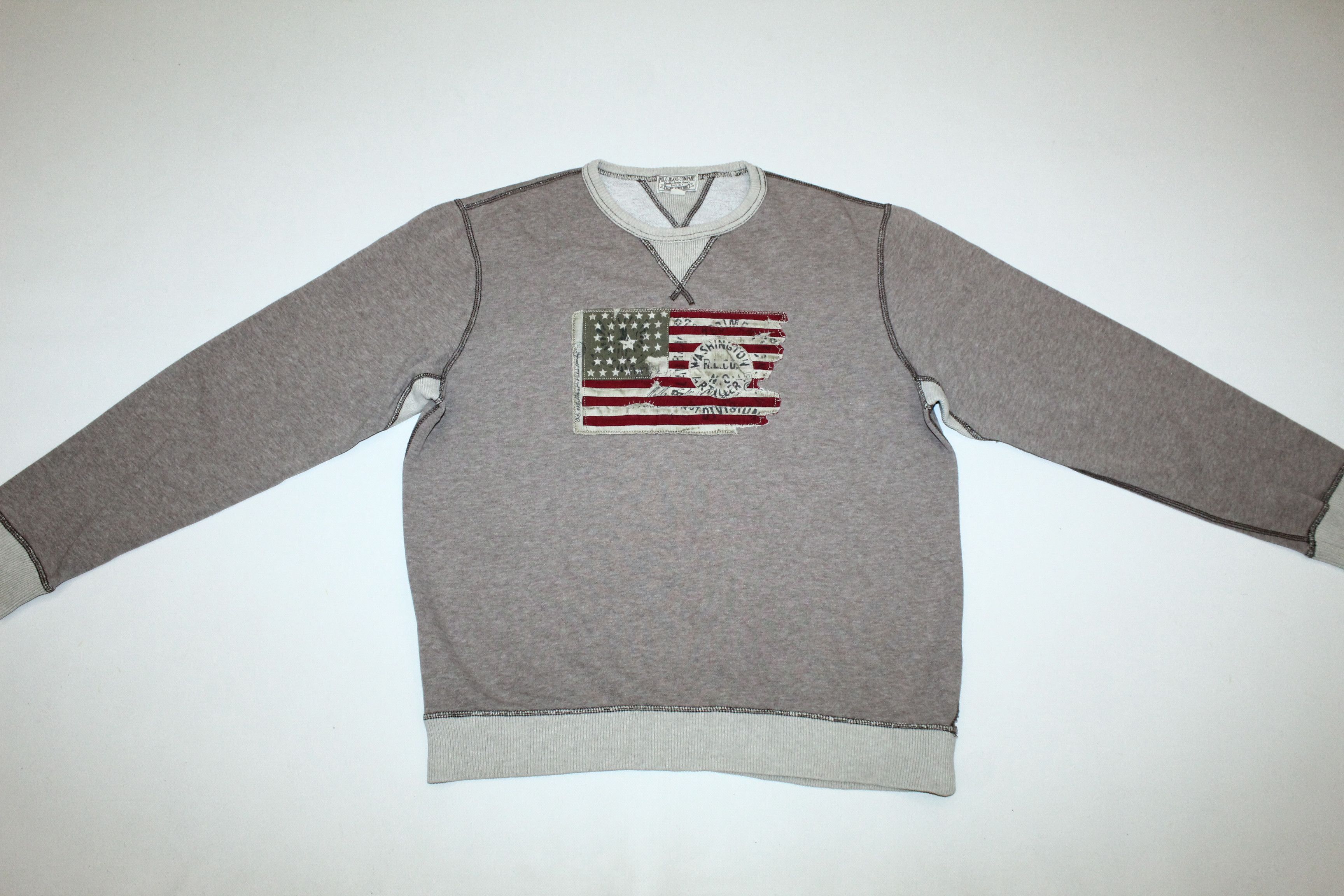 Polo Ralph Lauren 🔥 VTG 🔥 Polo Jeans Co. USA Flag Print Crew Sweatshirt Size US L / EU 52-54 / 3 - 2 Thumbnail