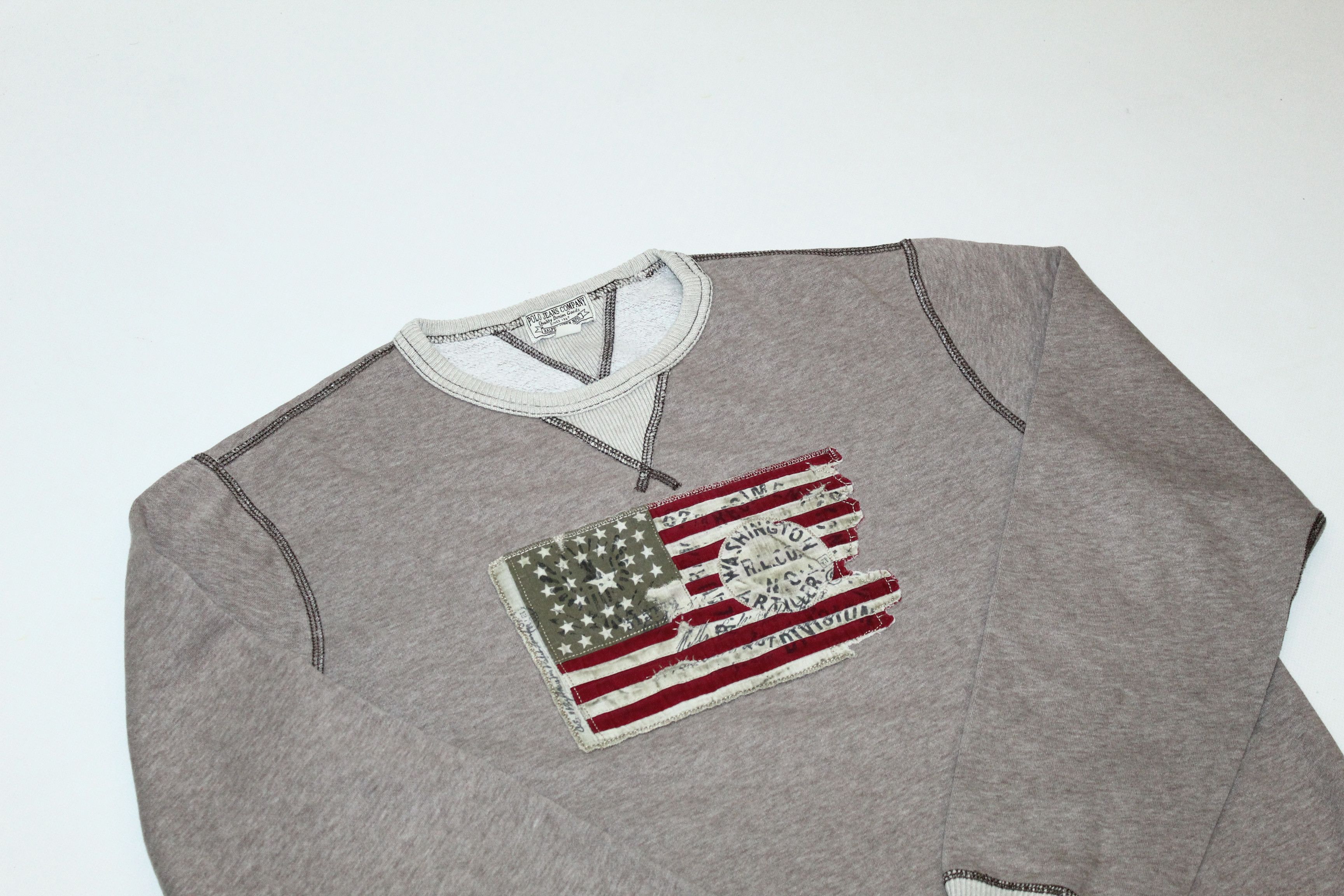 Polo Ralph Lauren 🔥 VTG 🔥 Polo Jeans Co. USA Flag Print Crew Sweatshirt Size US L / EU 52-54 / 3 - 3 Thumbnail