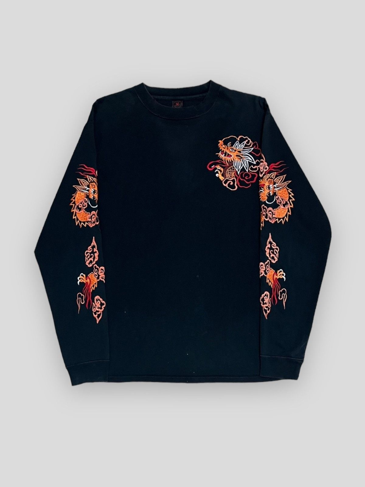 image of 20471120 Send Offer Japan Cropped Head Sukajan Dragon Longsleeve in Black, Men's (Size Small)