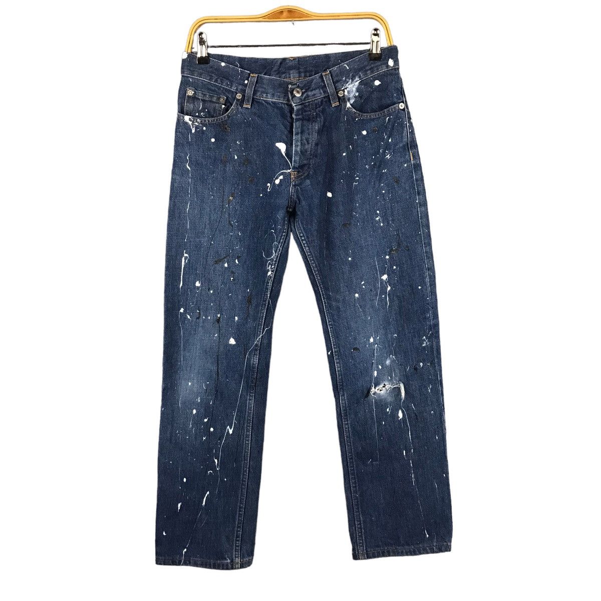 Helmut Lang Helmut Lang Classic Denim Distressed painted pants