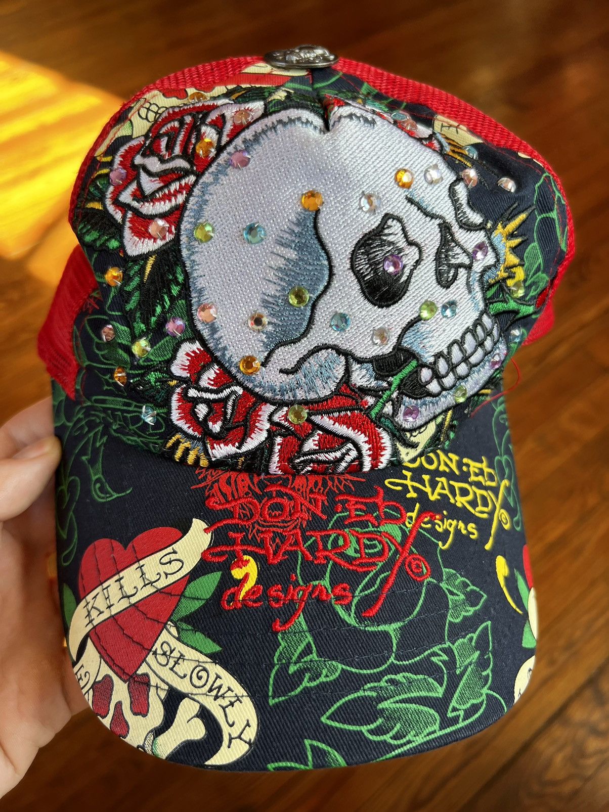 Ed Hardy × Vintage Ed Hardy Trucker Hat Rhinestone Studded Size ONE SIZE - 1 Thumbnail
