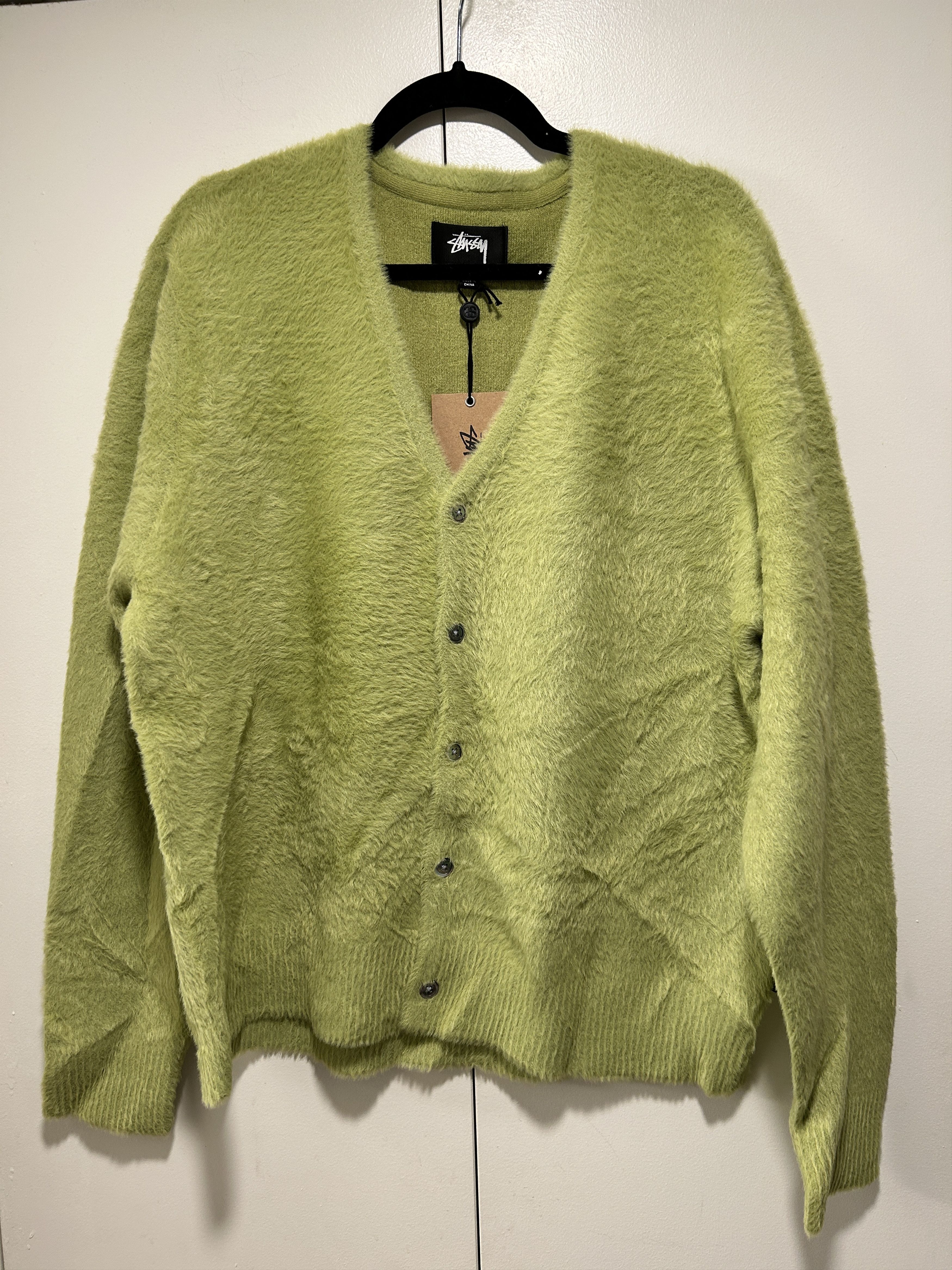 Stussy stussy shaggy cardigan lime | Grailed