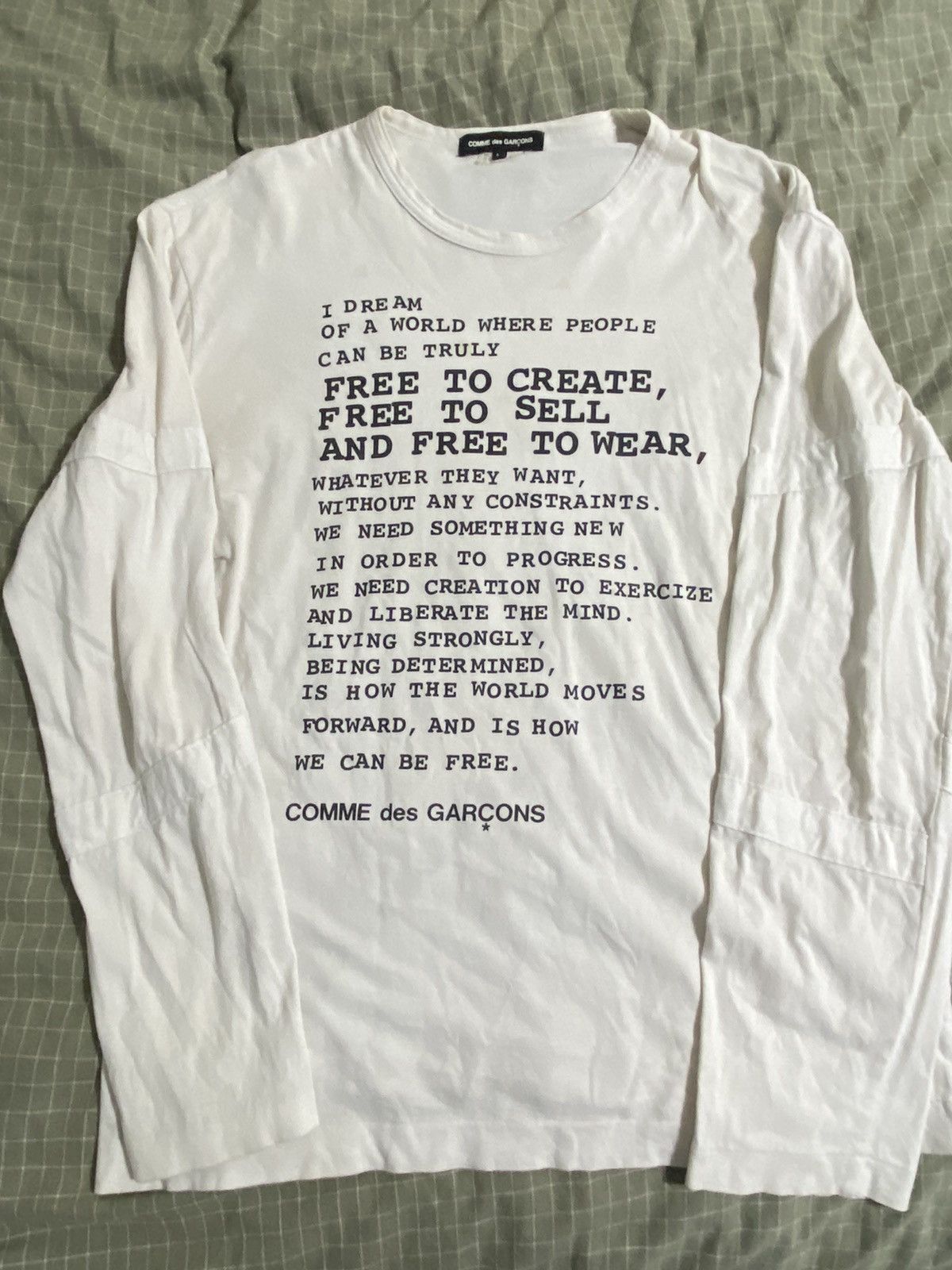 Comme des Garçons 2009 ‘I dream’ poem long sleeve t shirt