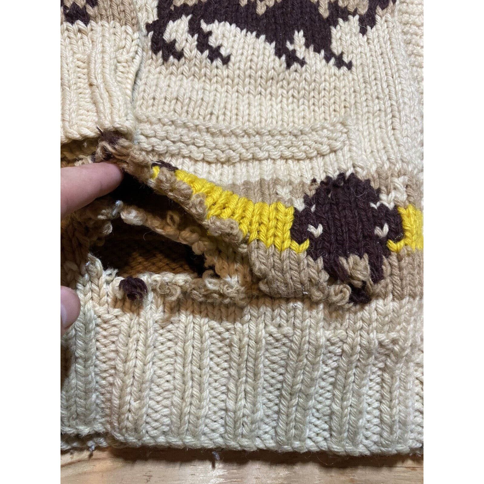 Vintage 40s 50s Cowichan zip cardigan sweater Sz XL