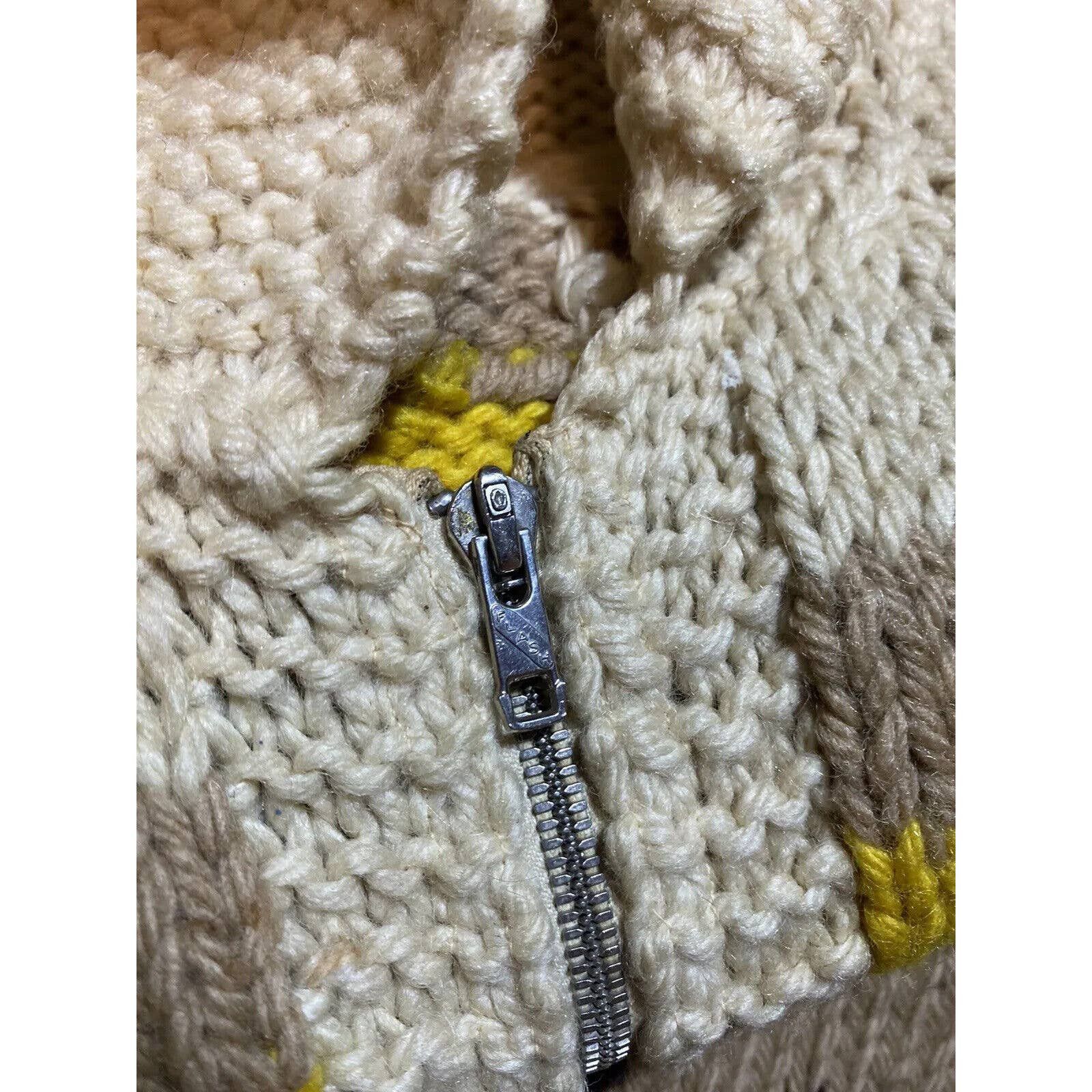 Vintage 40s 50s Cowichan zip cardigan sweater Sz XL