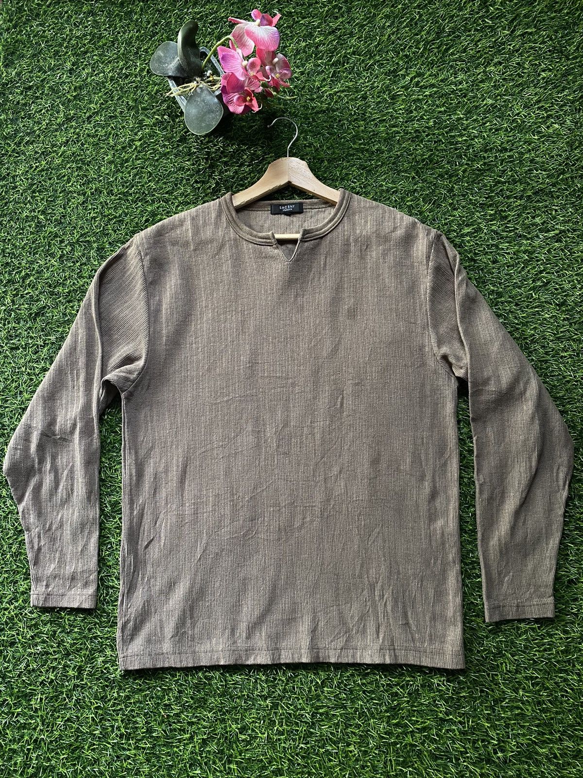 image of Vintage Sacsny Y'saccs Long Sleeve Tee in Brown, Men's (Size Medium)