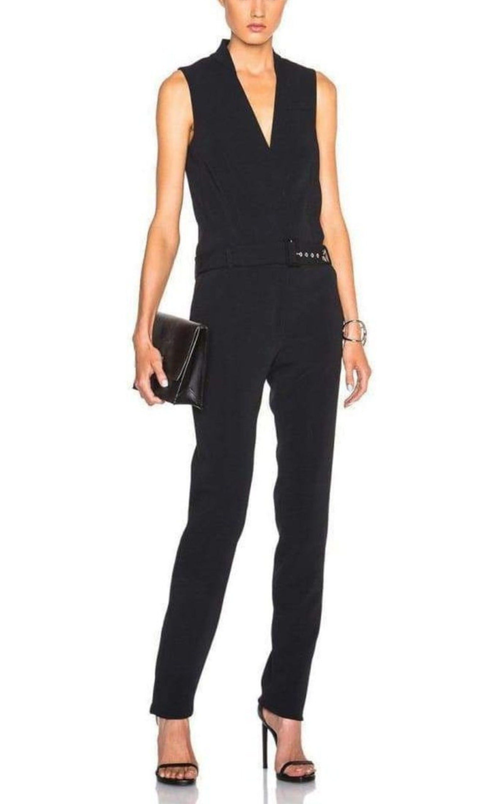 Mugler Sleeveless Stretch Crepe Jumpsuit | Grailed