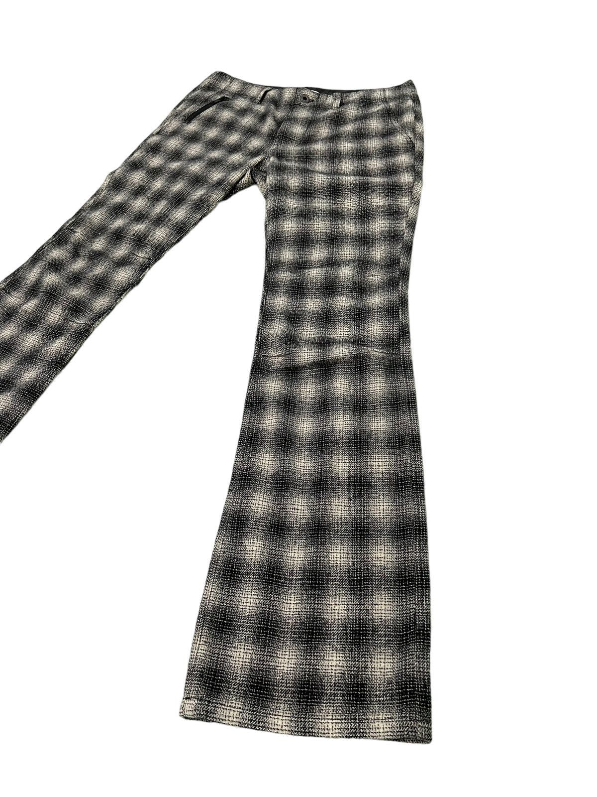Japanese Brand Flare Trouser Laboratoria Wool Checked Boot Cut 6🟦 Size US 32 / EU 48 - 3 Thumbnail