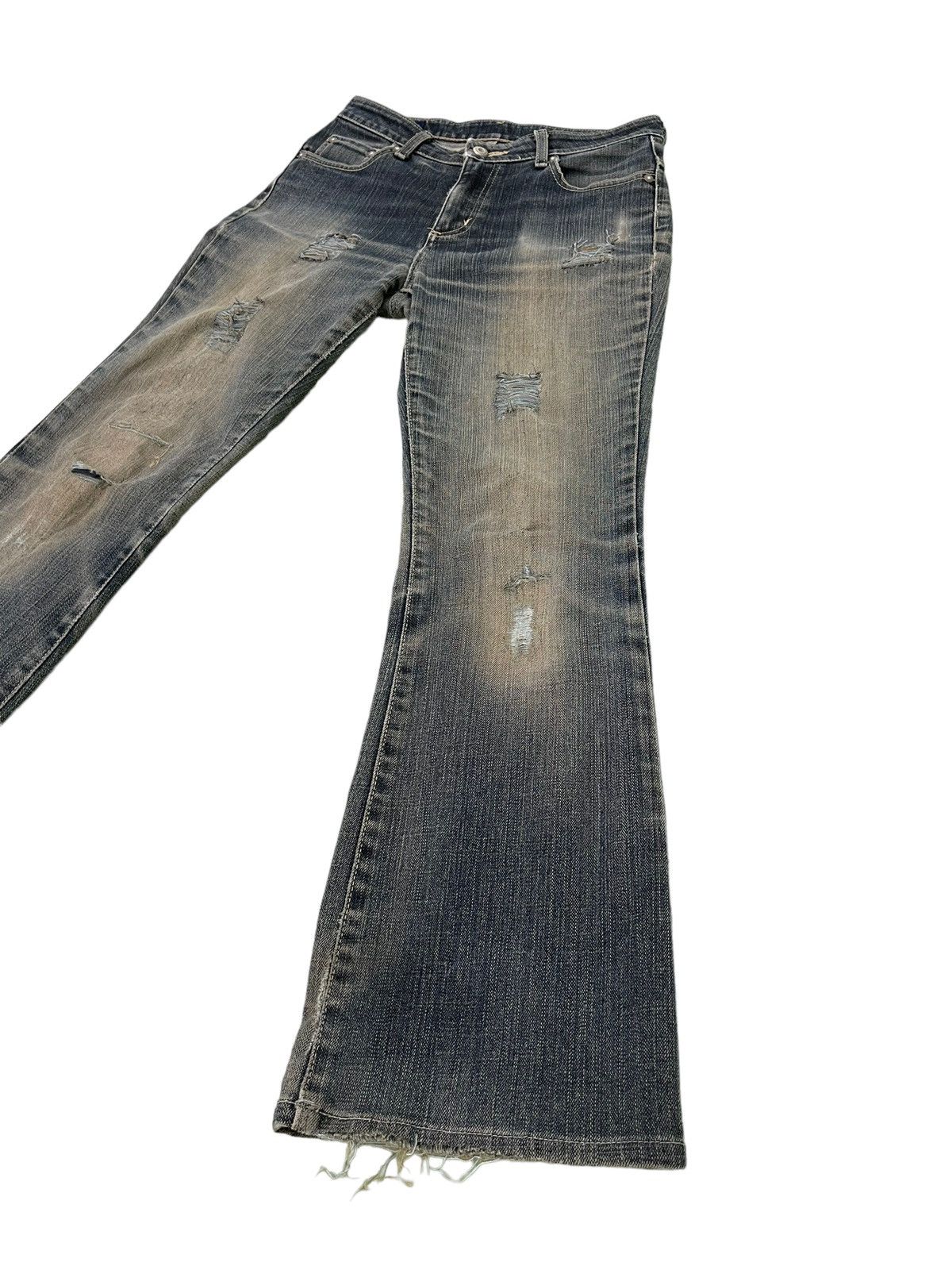 Edwin Flare Jeans Edwin Japan Distress Denim Clawmark Stretch 6🟦 Size US 29 - 3 Thumbnail