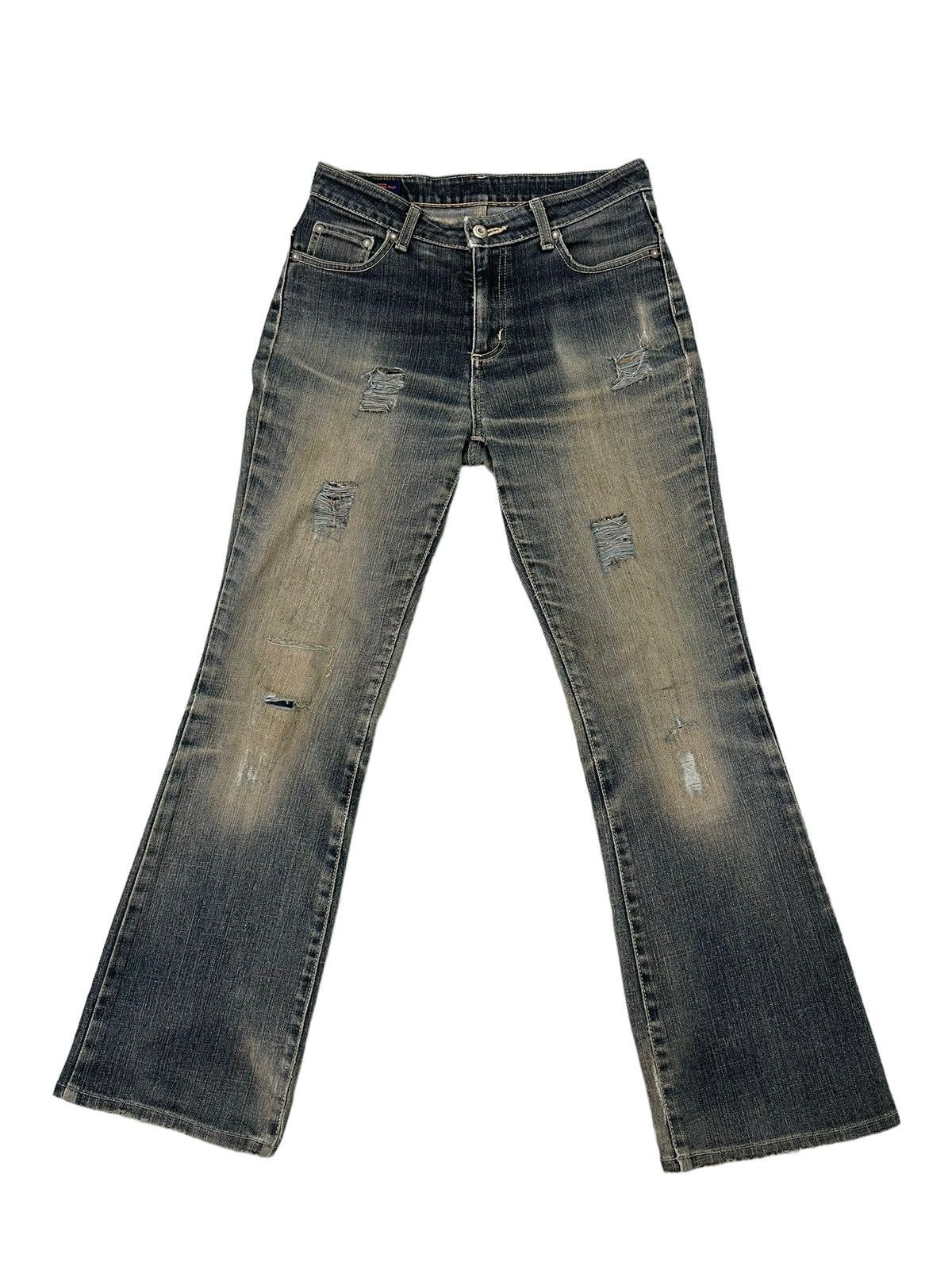 Edwin Flare Jeans Edwin Japan Distress Denim Clawmark Stretch 6🟦 Size US 29 - 2 Thumbnail