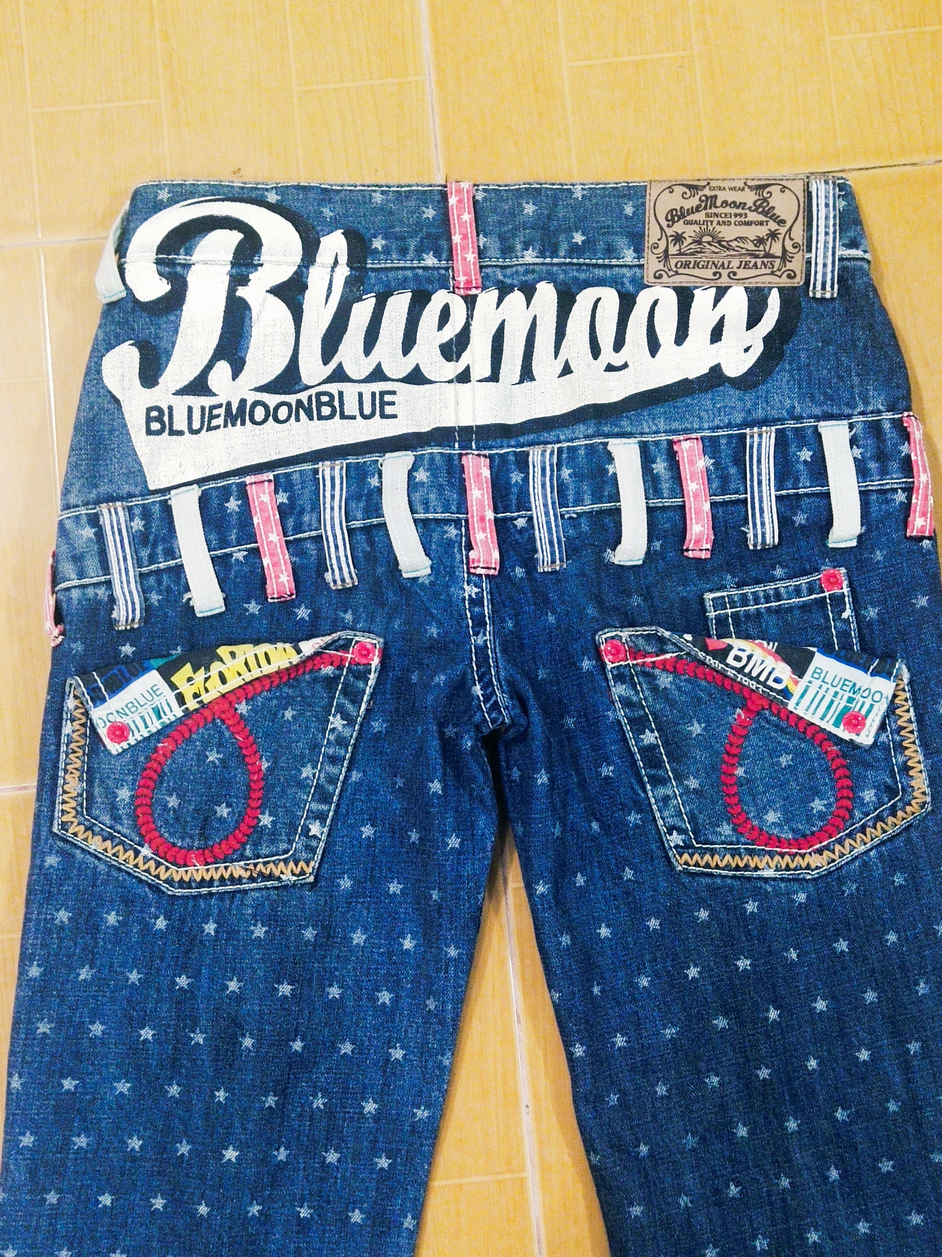 Japanese Brand 🔥Rare Japanese Brand Blue Moon Blue Hawaii Jeans Size 33" - 11 Thumbnail