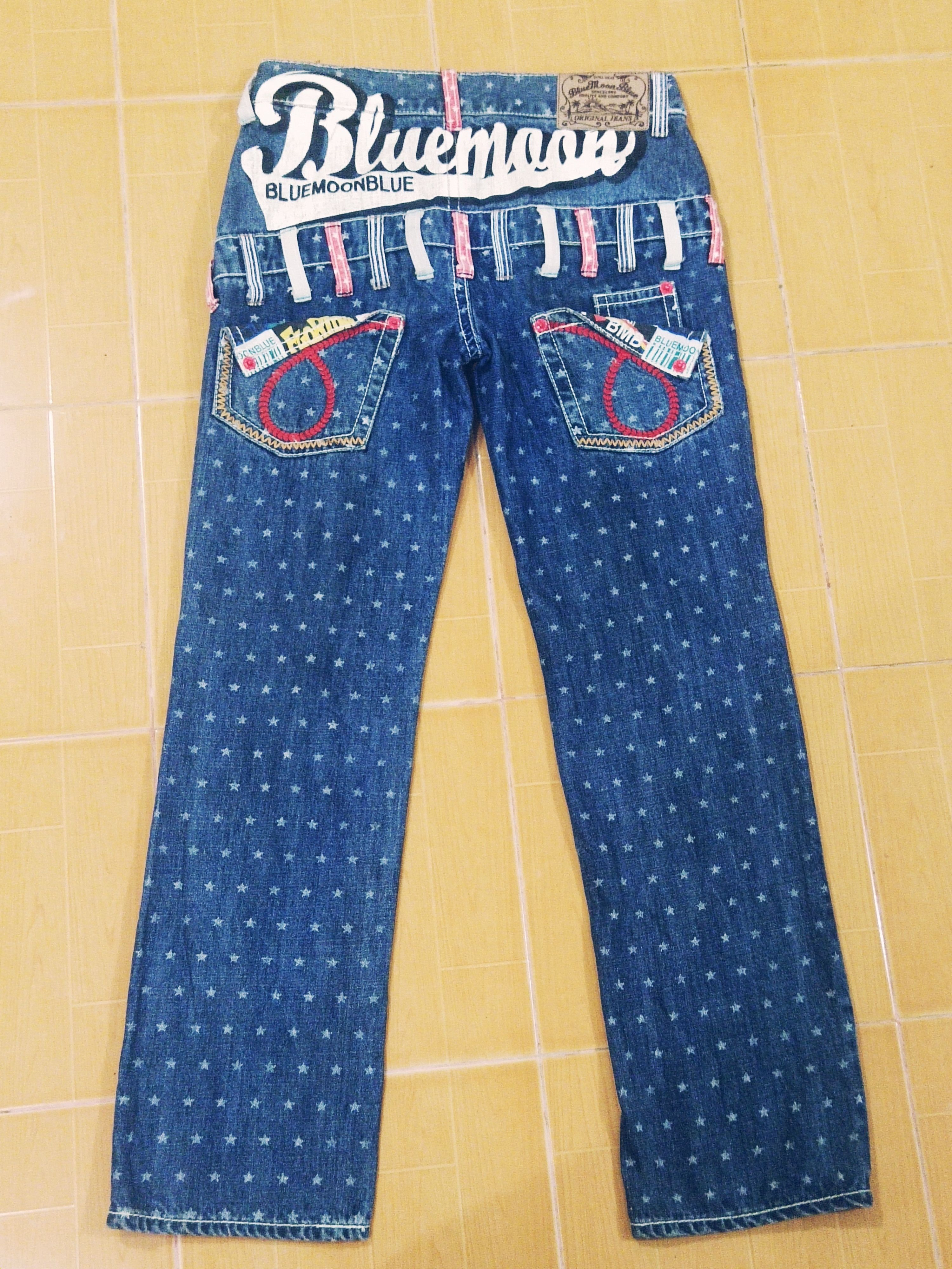 Japanese Brand 🔥Rare Japanese Brand Blue Moon Blue Hawaii Jeans Size 33" - 1 Thumbnail