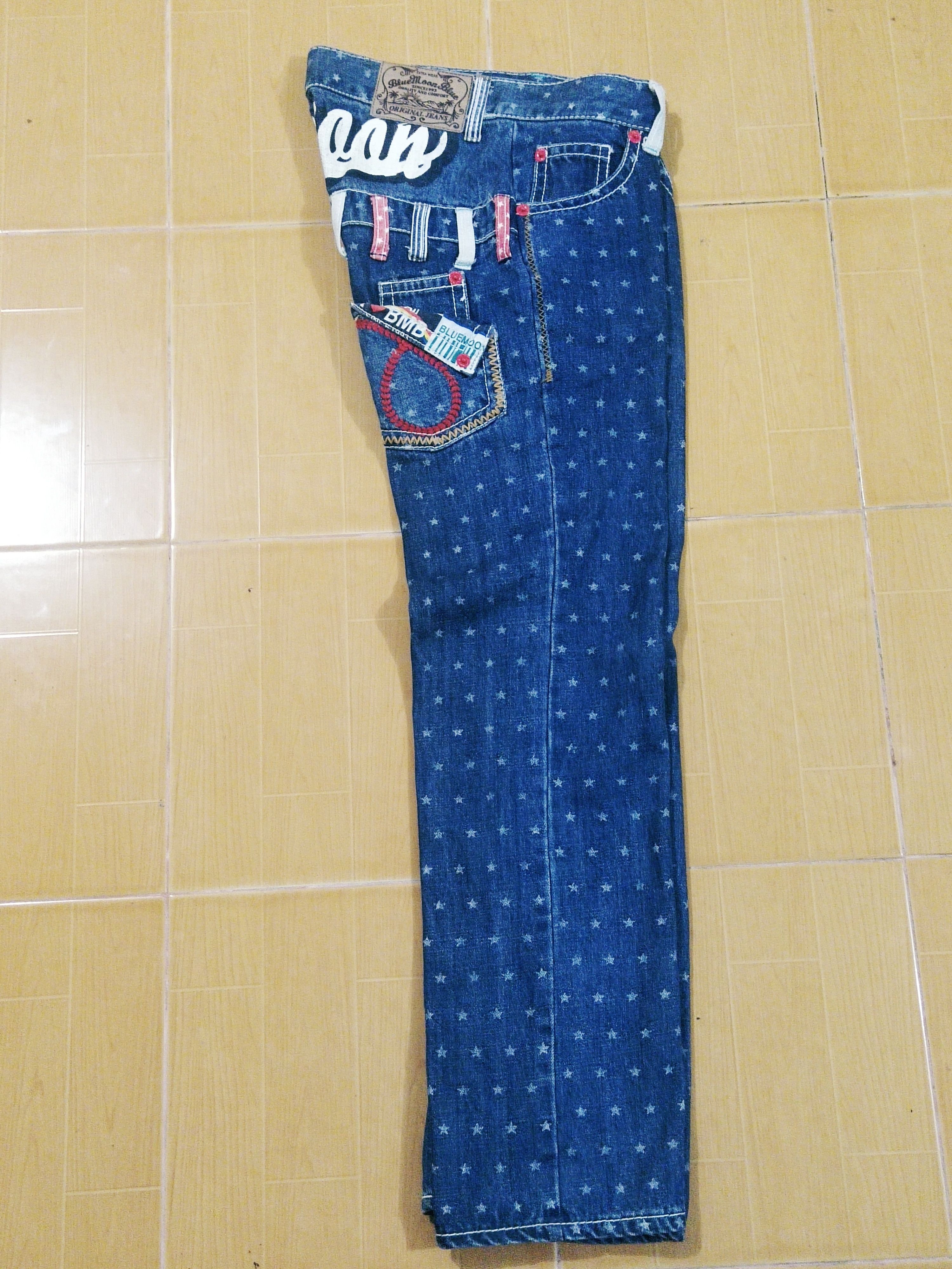Japanese Brand 🔥Rare Japanese Brand Blue Moon Blue Hawaii Jeans Size 33" - 3 Thumbnail