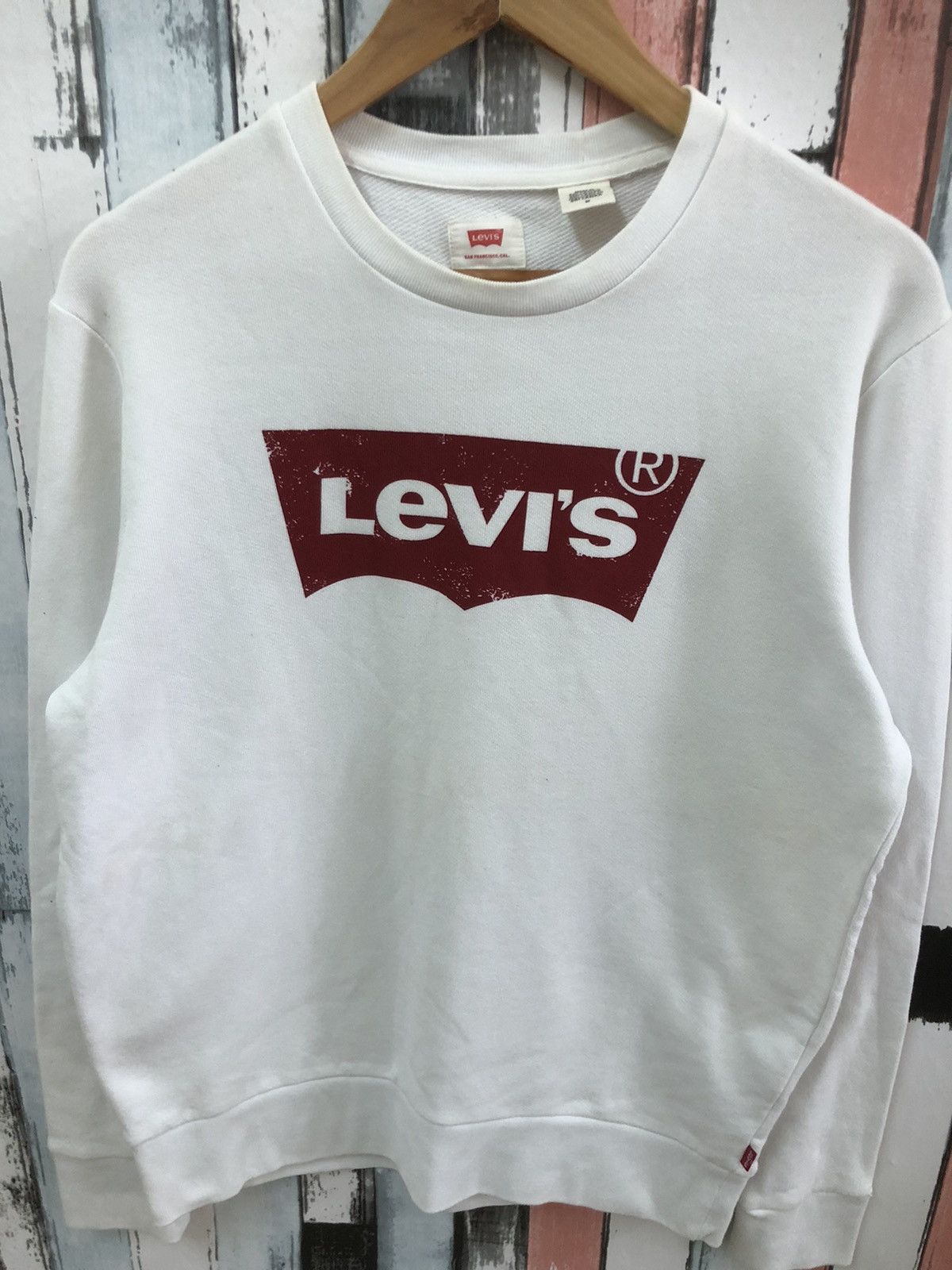 Levi's × Vintage Vintage Levi's White Sweatshirt Big Spellout Logo Size US M / EU 48-50 / 2 - 3 Thumbnail