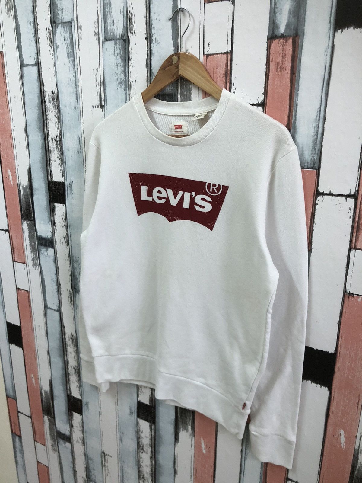 Levi's × Vintage Vintage Levi's White Sweatshirt Big Spellout Logo Size US M / EU 48-50 / 2 - 2 Thumbnail