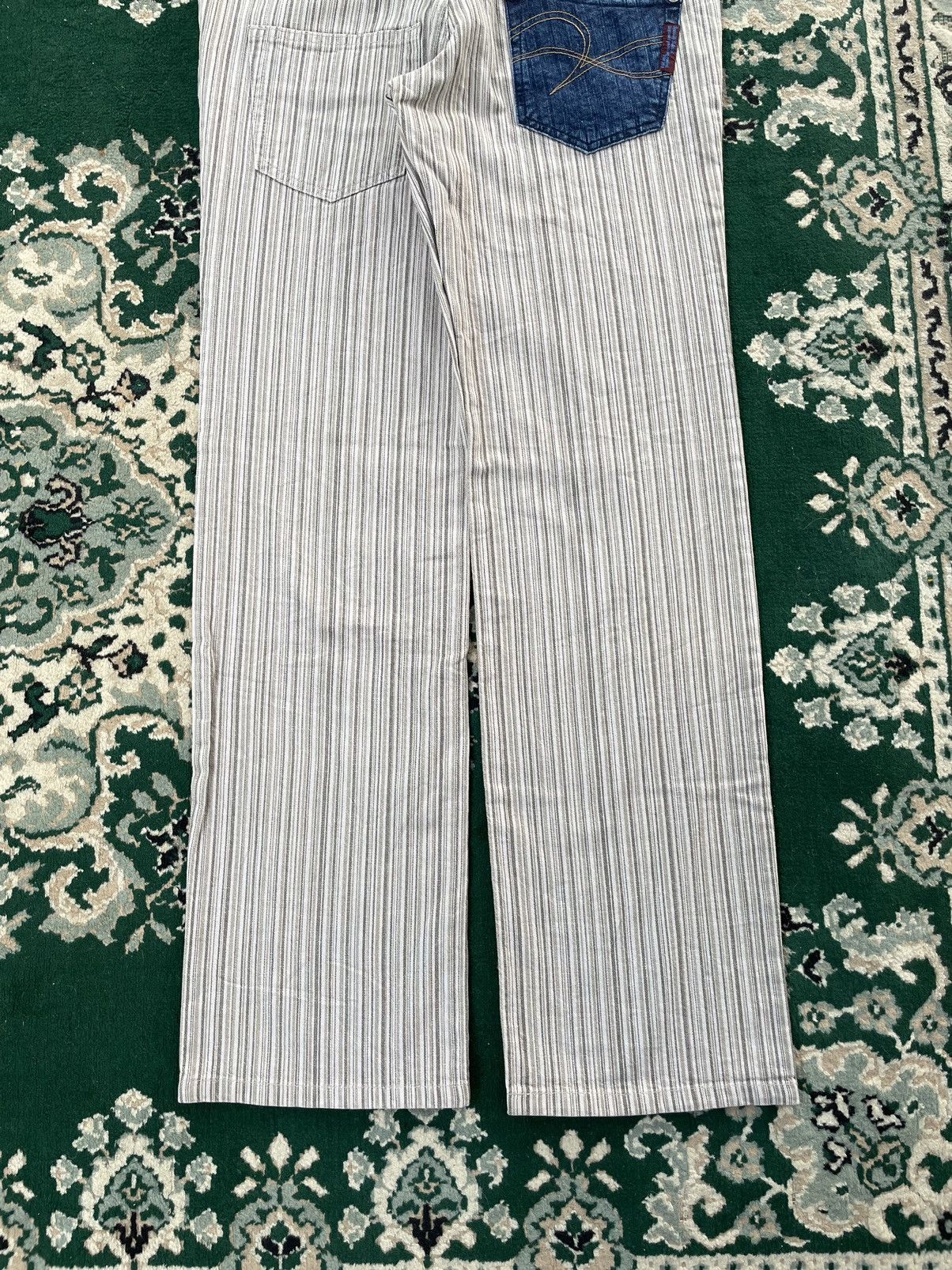 Japanese Brand 291295 Homme Denim stripe pants with buckle back Size US 33 - 9 Thumbnail