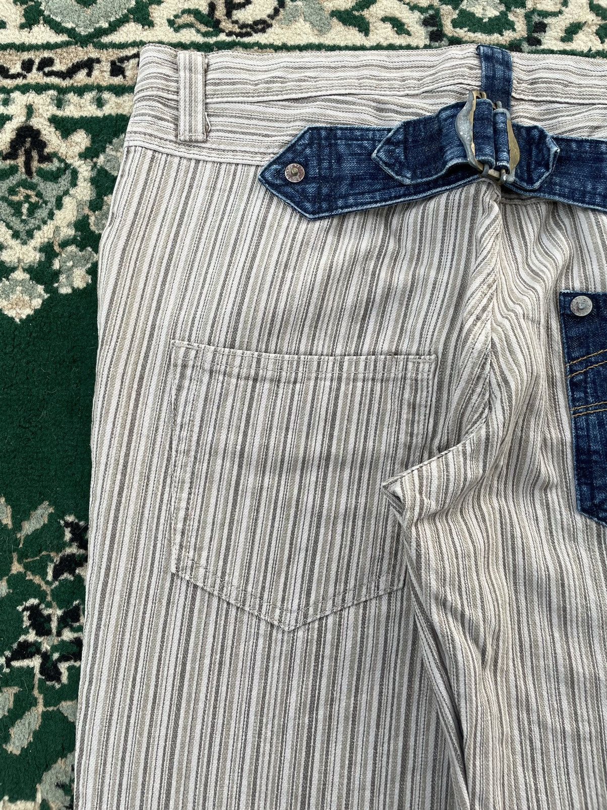Japanese Brand 291295 Homme Denim stripe pants with buckle back Size US 33 - 8 Thumbnail