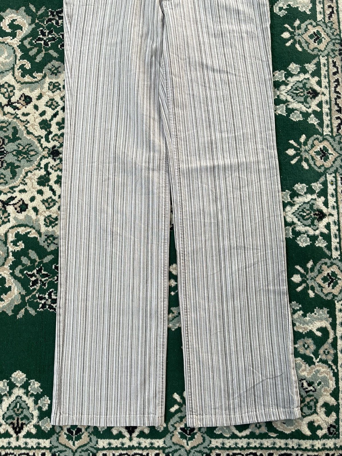 Japanese Brand 291295 Homme Denim stripe pants with buckle back Size US 33 - 3 Thumbnail