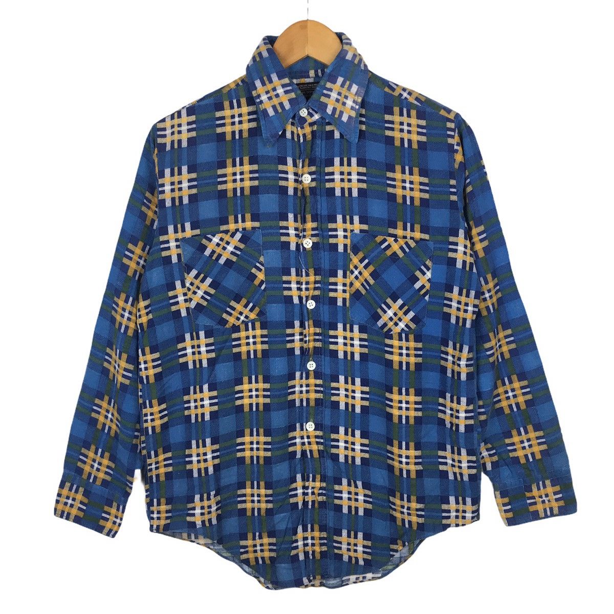 image of J C Penney x Jc Penny Vintage 80's Jc Penny Western Wear Button Up Flannel in Blue/Yellow (Size Sma