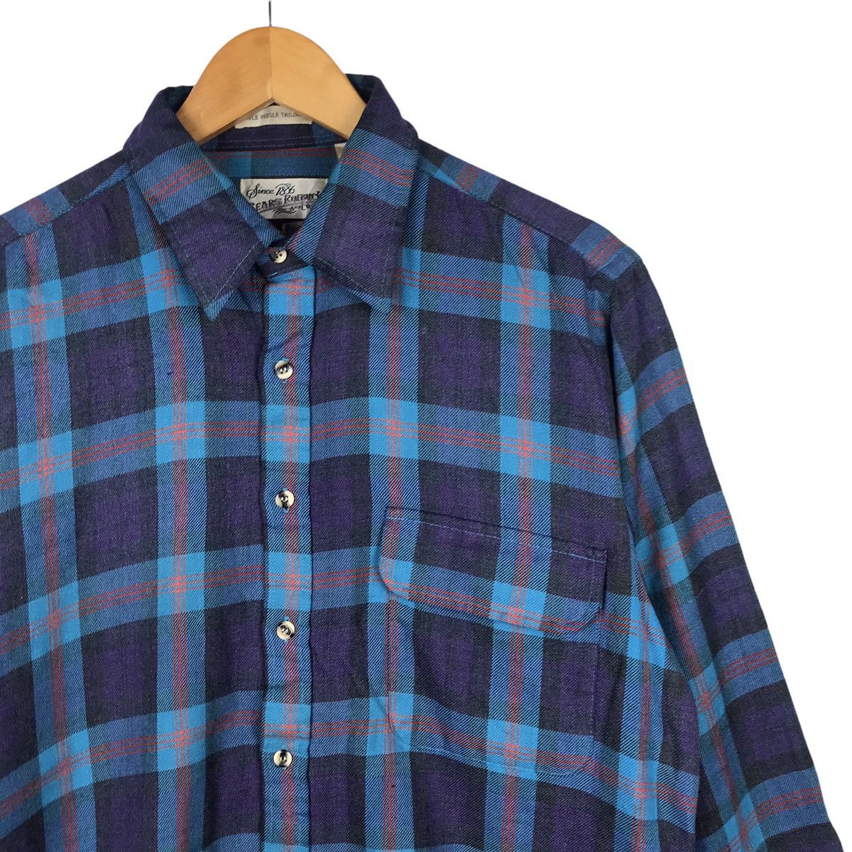 Sears × Vintage Vintage 80s SEARS ROEBUCK And Co button down flannel Size US L / EU 52-54 / 3 - 3 Thumbnail