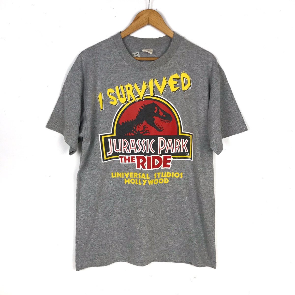 image of Expert Horror x Movie Best Offer Vintage 1996 Jurassic Park The Ride Tee in Grey, Men's (Size Large