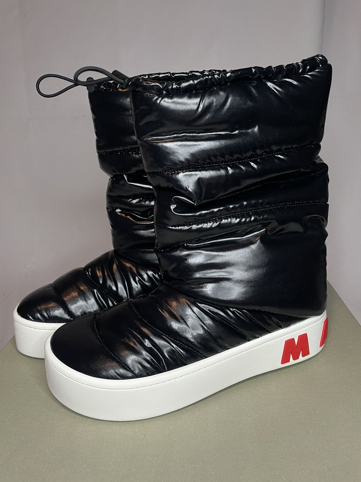 image of Marni Quilted Puffer Boots in Black, Women's (Size 11)