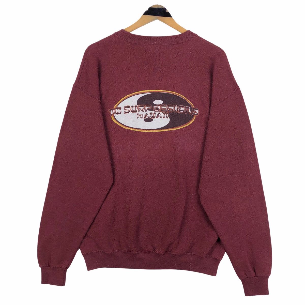 image of Tcss x Vintage 90's T&c Surf Design Hawaii Crewneck Sweatshirt in Maroon, Men's (Size Large)