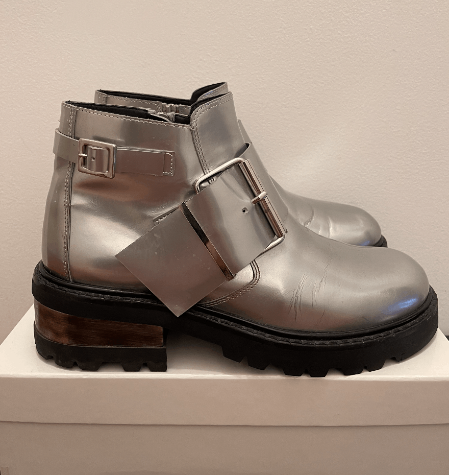 Maison Margiela Maison Margiela Oversized Metallic Silver Buckle Boots Size US 8 / EU 41 - 1 Thumbnail