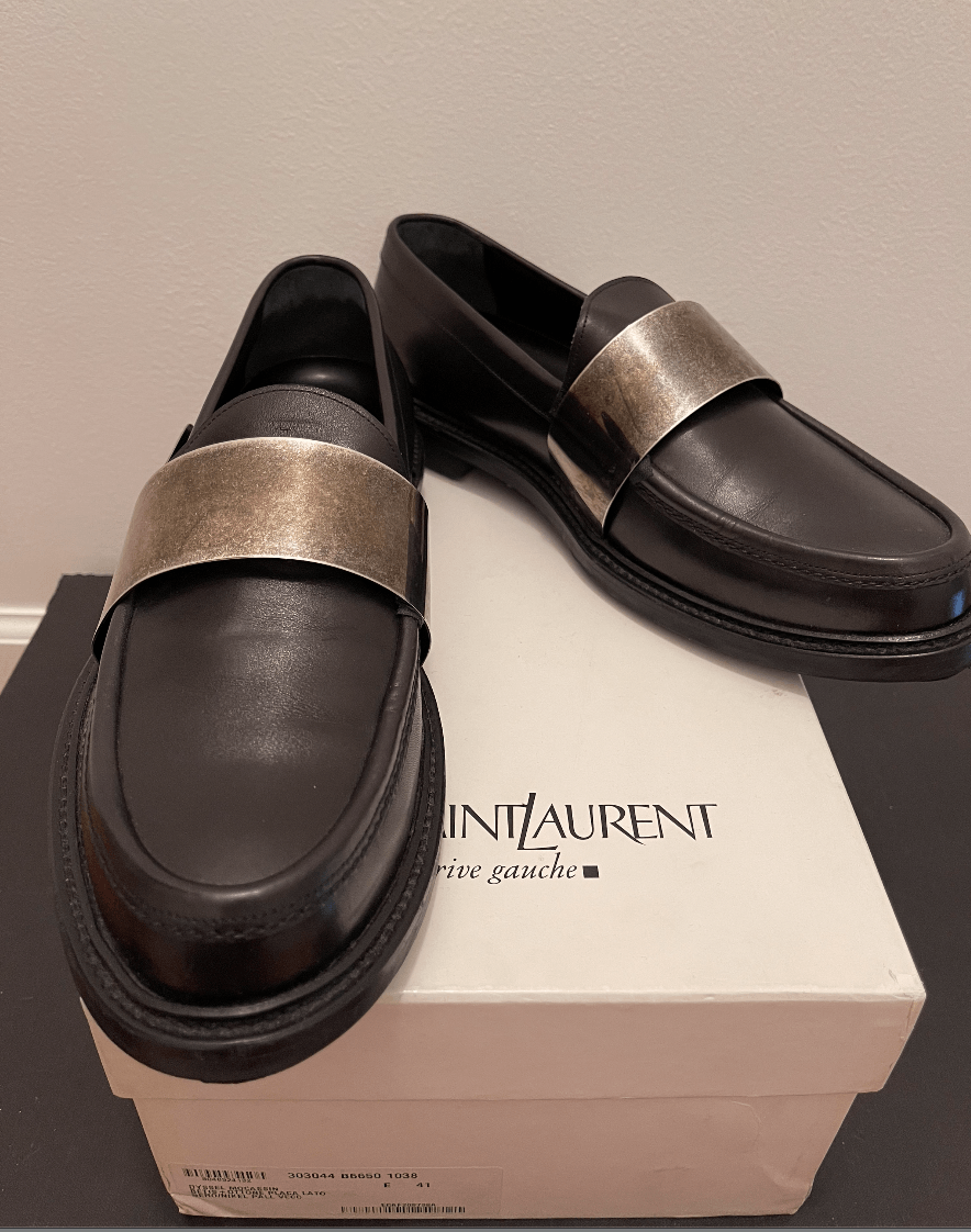 Yves Saint Laurent YSL Runway Black Loafers with Metal Bar | Grailed