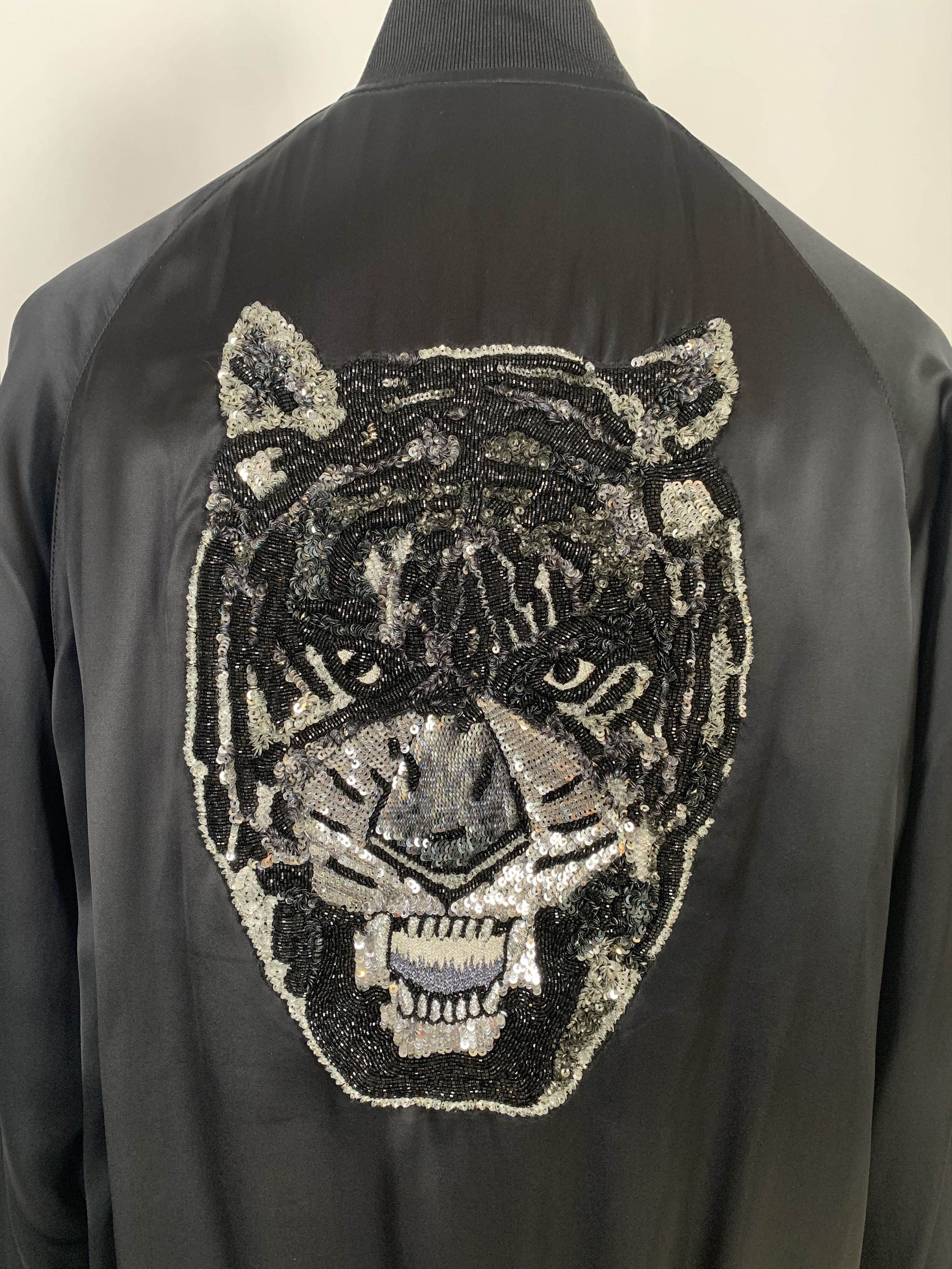 Saint Laurent Paris Black Panther Beaded Bomber Jacket Size US M / EU 48-50 / 2 - 5 Thumbnail