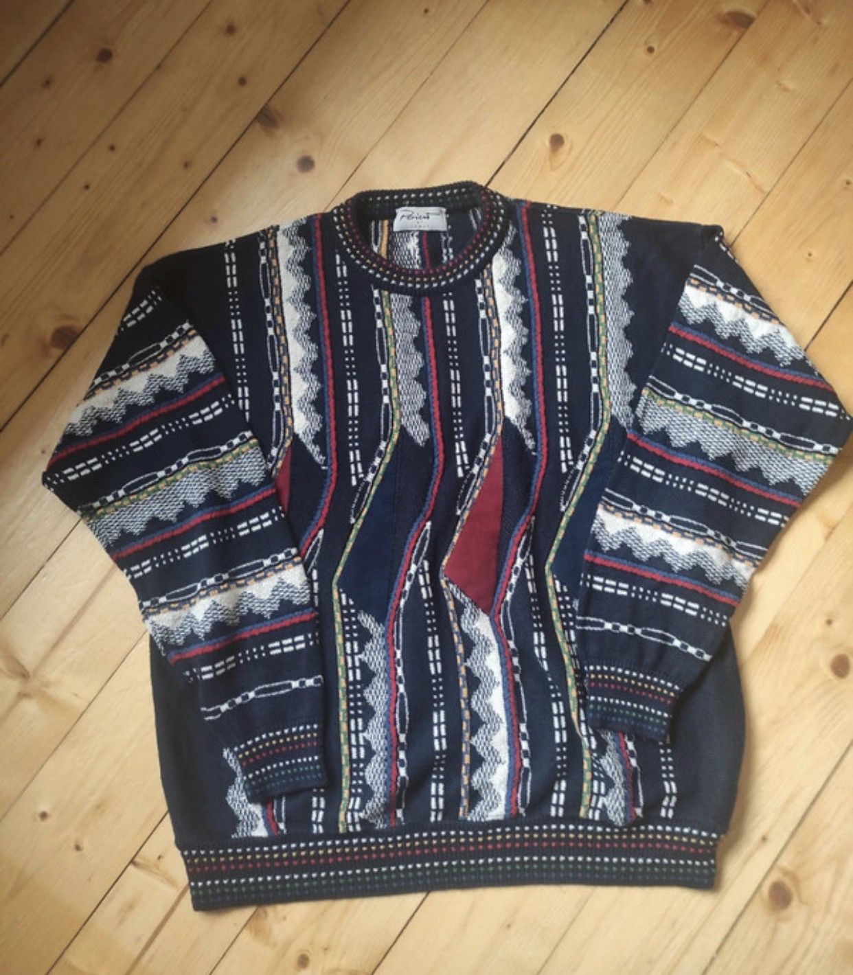 Japanese Brand × Vintage Vintage 90s Cable Knit Grail by Coogi Style XL Size US XL / EU 56 / 4 - 1 Thumbnail