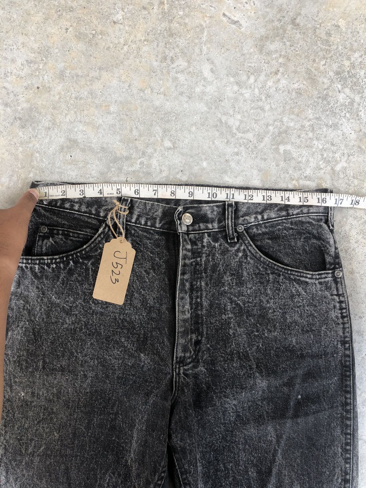 Japanese Brand Acid Wash Jeans Lee Riders Bleach Jeans Distressed Jeans Size US 33 - 18 Thumbnail