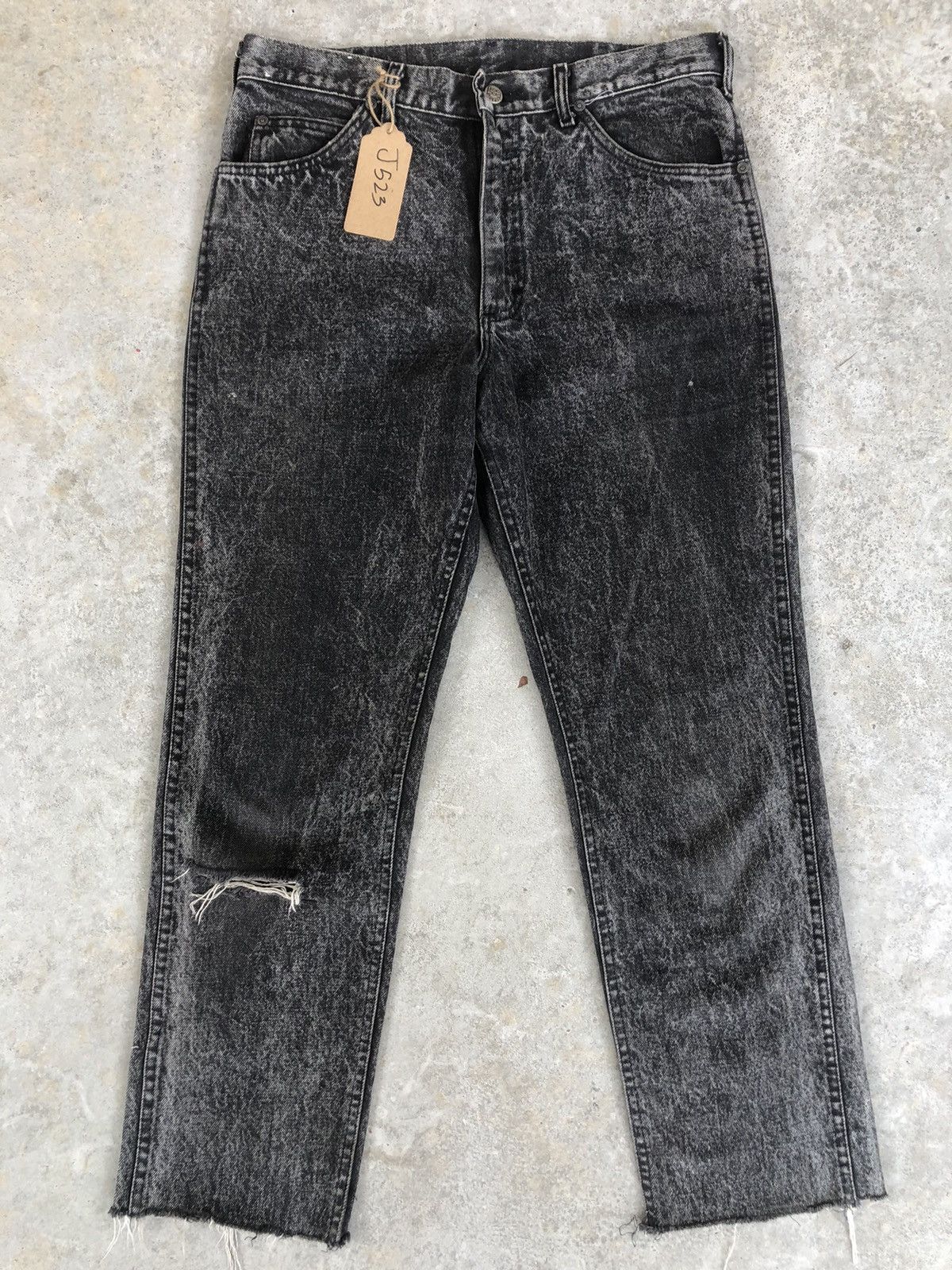 Japanese Brand Acid Wash Jeans Lee Riders Bleach Jeans Distressed Jeans Size US 33 - 1 Thumbnail