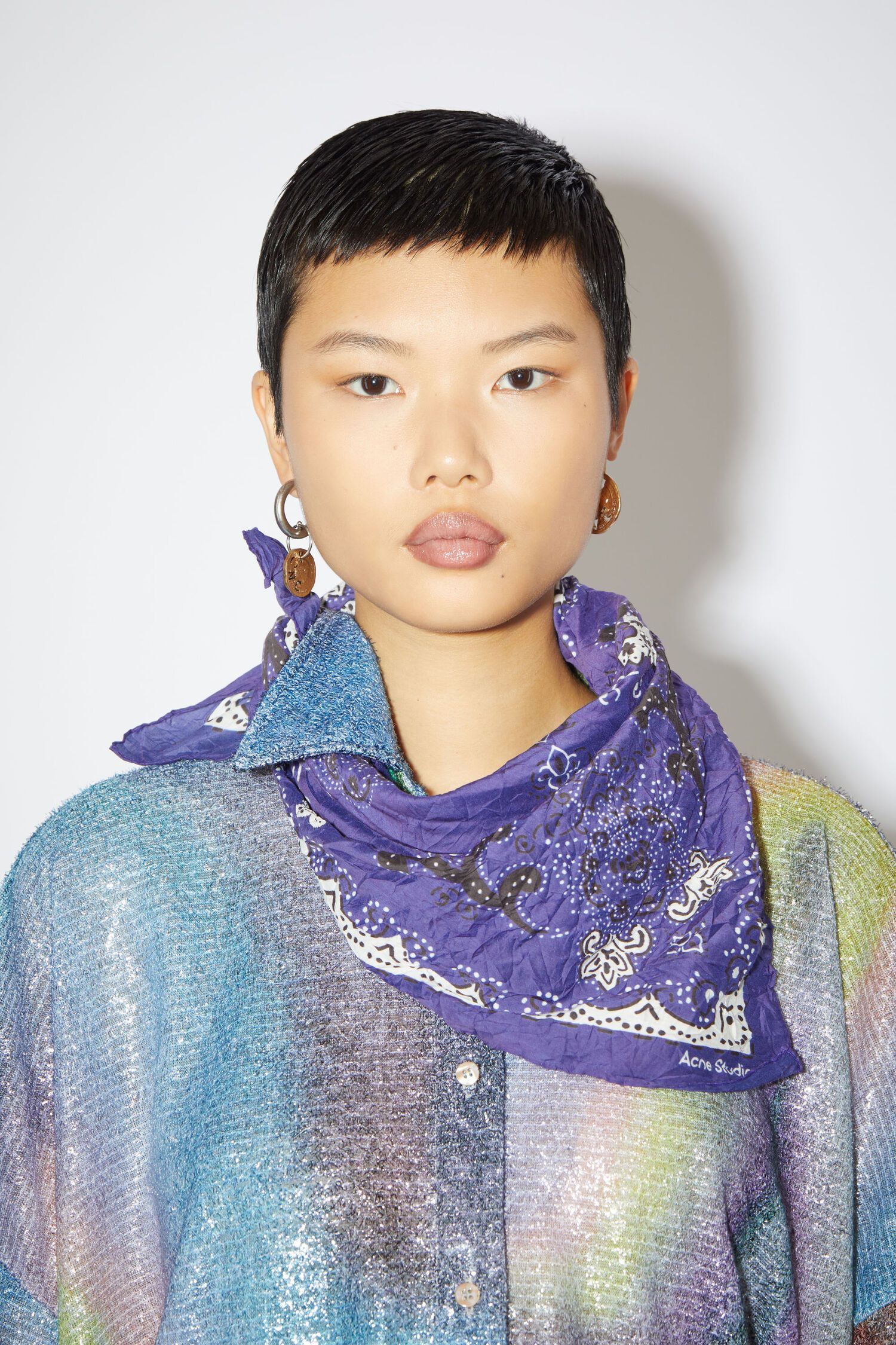 Acne Studios Acne Studios PAISLEY SCARF Blue/white Size ONE SIZE - 3 Thumbnail