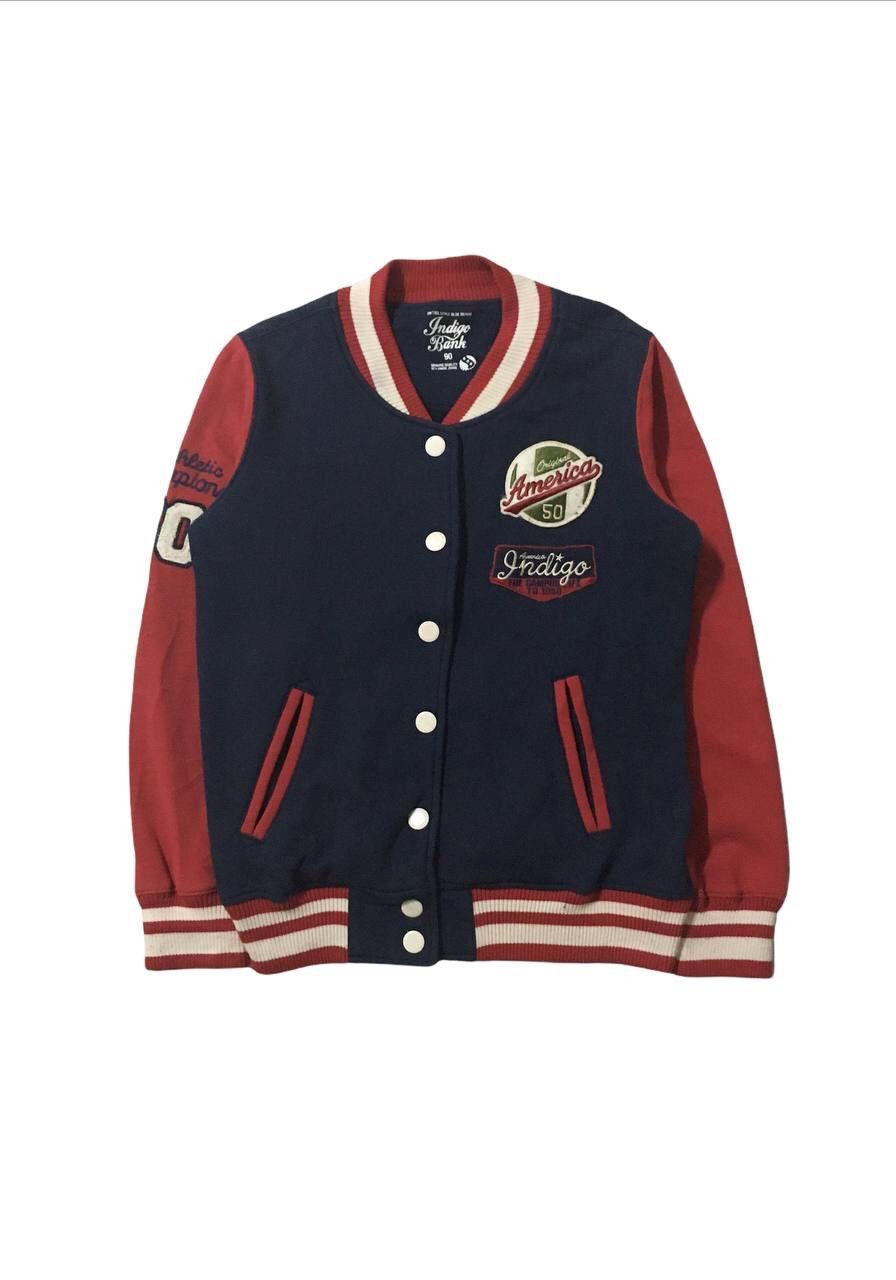 image of Bank America Varsity Jacket in Dark Blue/Red, Men's (Size Small)