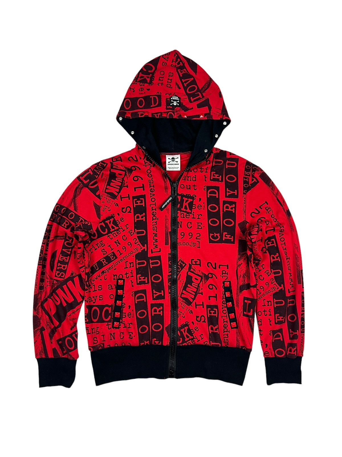 Japanese Brand Lovers Rock Full Print Anarchy Studded Zipper Hoodie Size US S / EU 44-46 / 1 - 1 Thumbnail