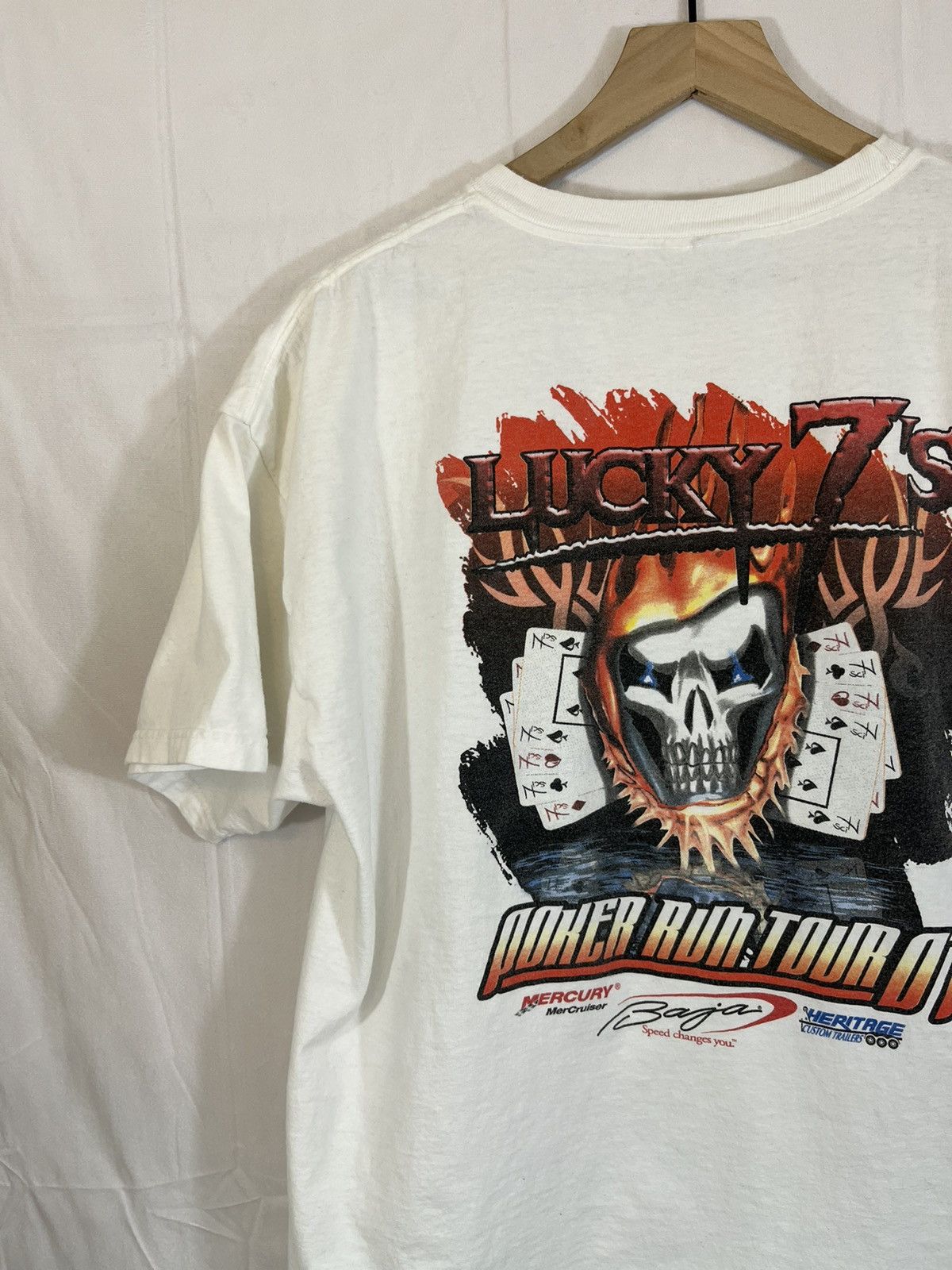 Vintage Faded Lucky 7 Poker Flaming Skull Tee Size US L / EU 52-54 / 3 - 5 Thumbnail