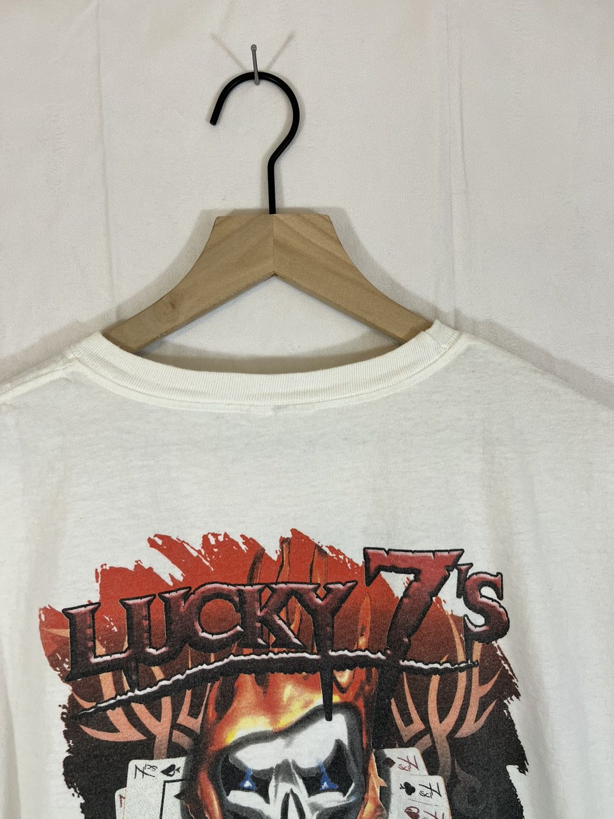 Vintage Faded Lucky 7 Poker Flaming Skull Tee Size US L / EU 52-54 / 3 - 6 Thumbnail