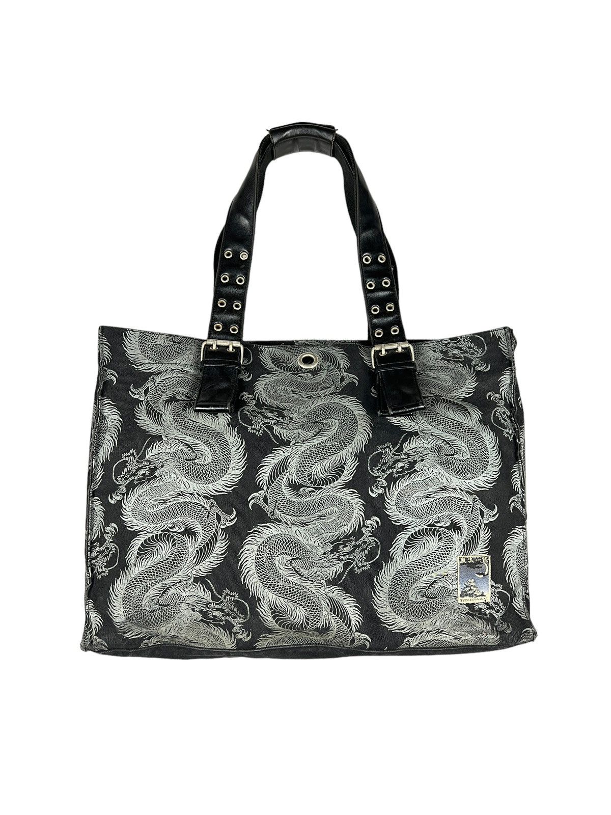Japanese Brand Shin & Company Leather+Canvas Printed Bag Gaultier Style Size ONE SIZE - 6 Thumbnail