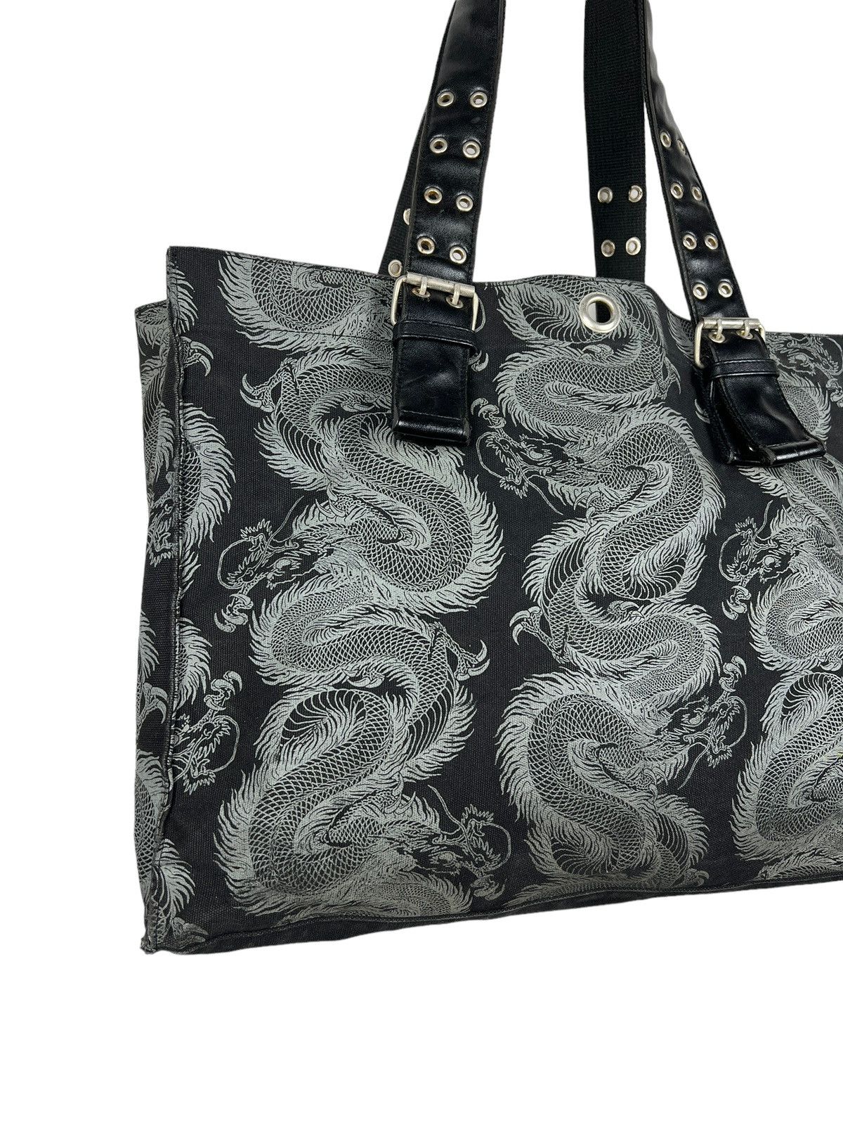 Japanese Brand Shin & Company Leather+Canvas Printed Bag Gaultier Style Size ONE SIZE - 4 Thumbnail
