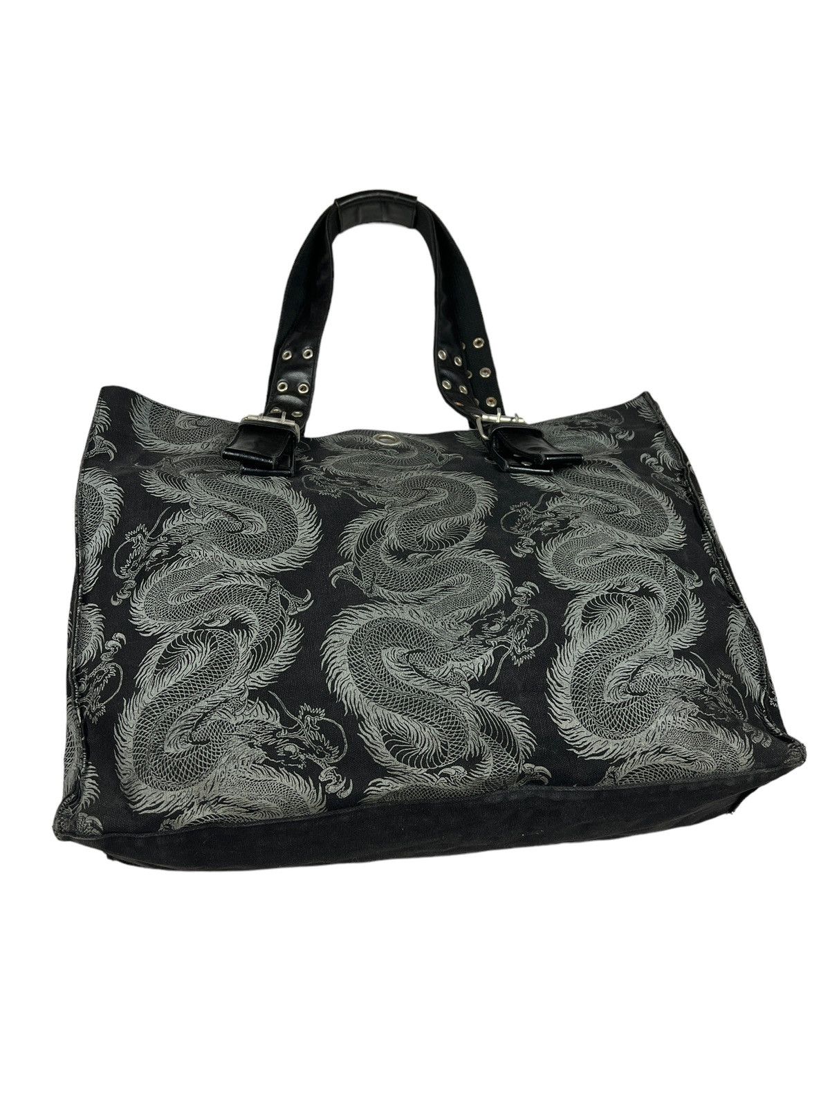 Japanese Brand Shin & Company Leather+Canvas Printed Bag Gaultier Style Size ONE SIZE - 12 Thumbnail