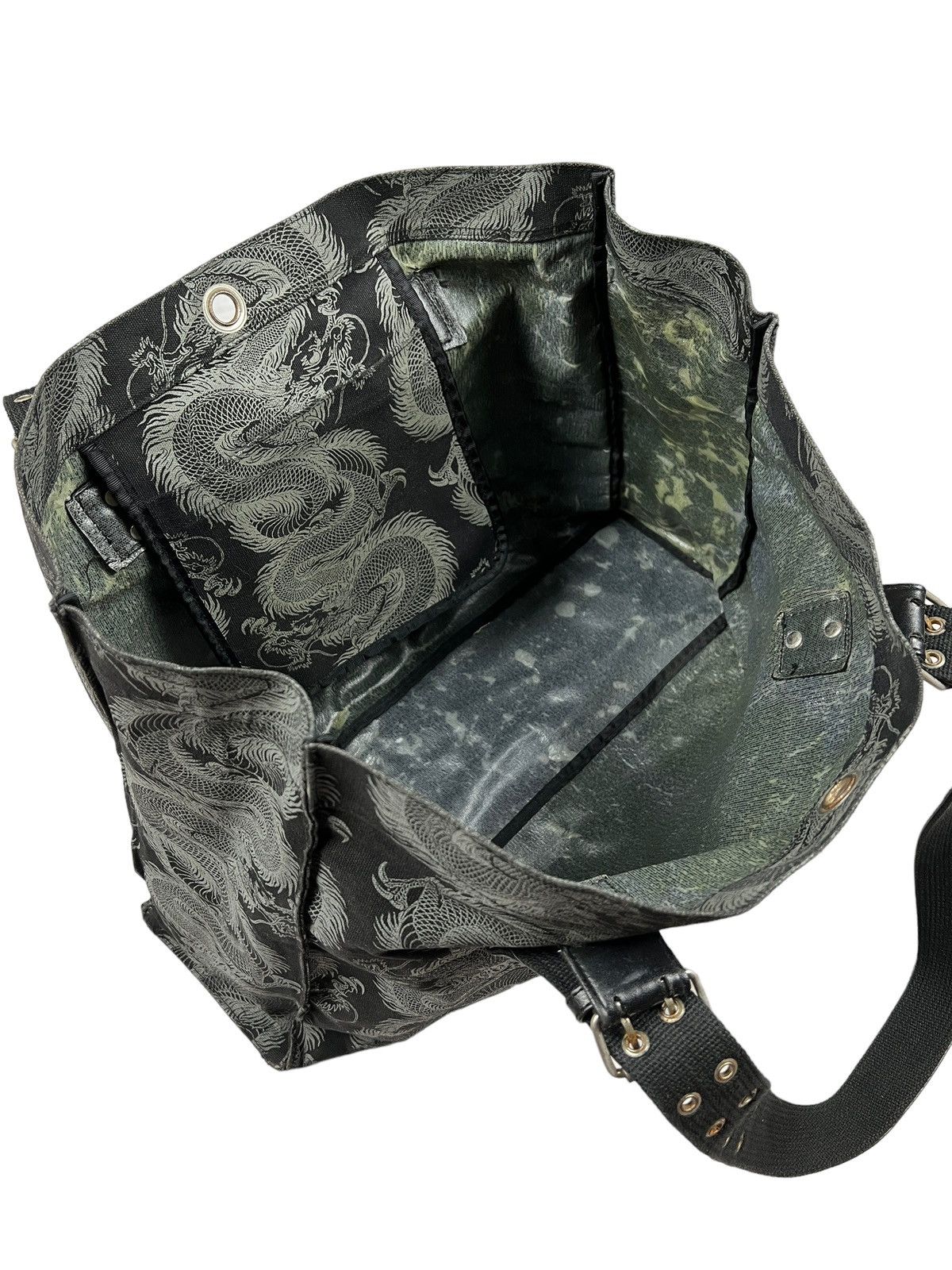 Japanese Brand Shin & Company Leather+Canvas Printed Bag Gaultier Style Size ONE SIZE - 17 Thumbnail