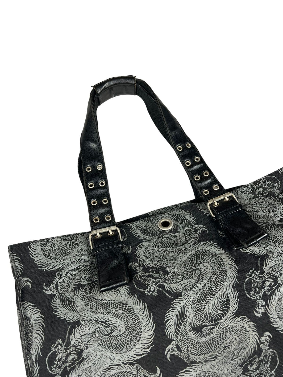 Japanese Brand Shin & Company Leather+Canvas Printed Bag Gaultier Style Size ONE SIZE - 8 Thumbnail