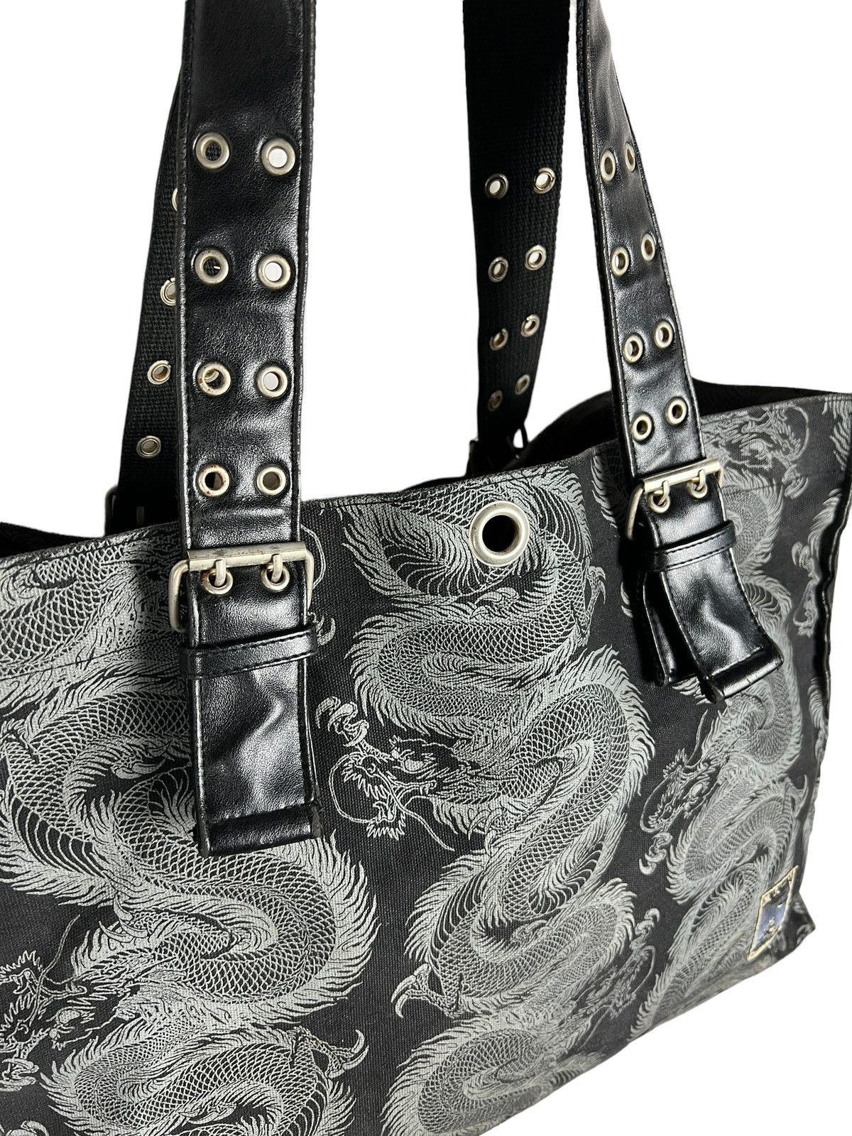 Japanese Brand Shin & Company Leather+Canvas Printed Bag Gaultier Style Size ONE SIZE - 5 Thumbnail
