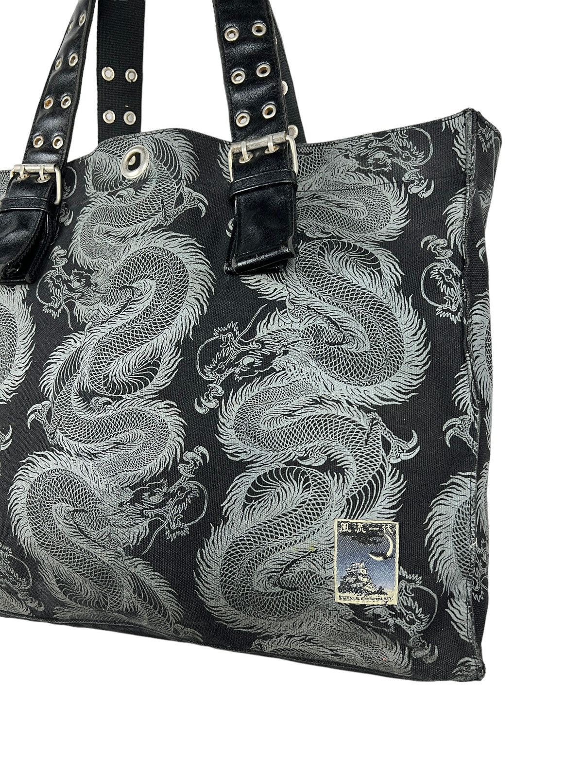 Japanese Brand Shin & Company Leather+Canvas Printed Bag Gaultier Style Size ONE SIZE - 2 Thumbnail