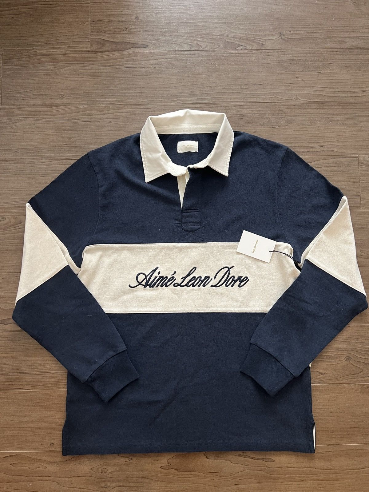 Aime Leon Dore Script Paneled Rugby NavySizeM - www.tbdsolutions.com